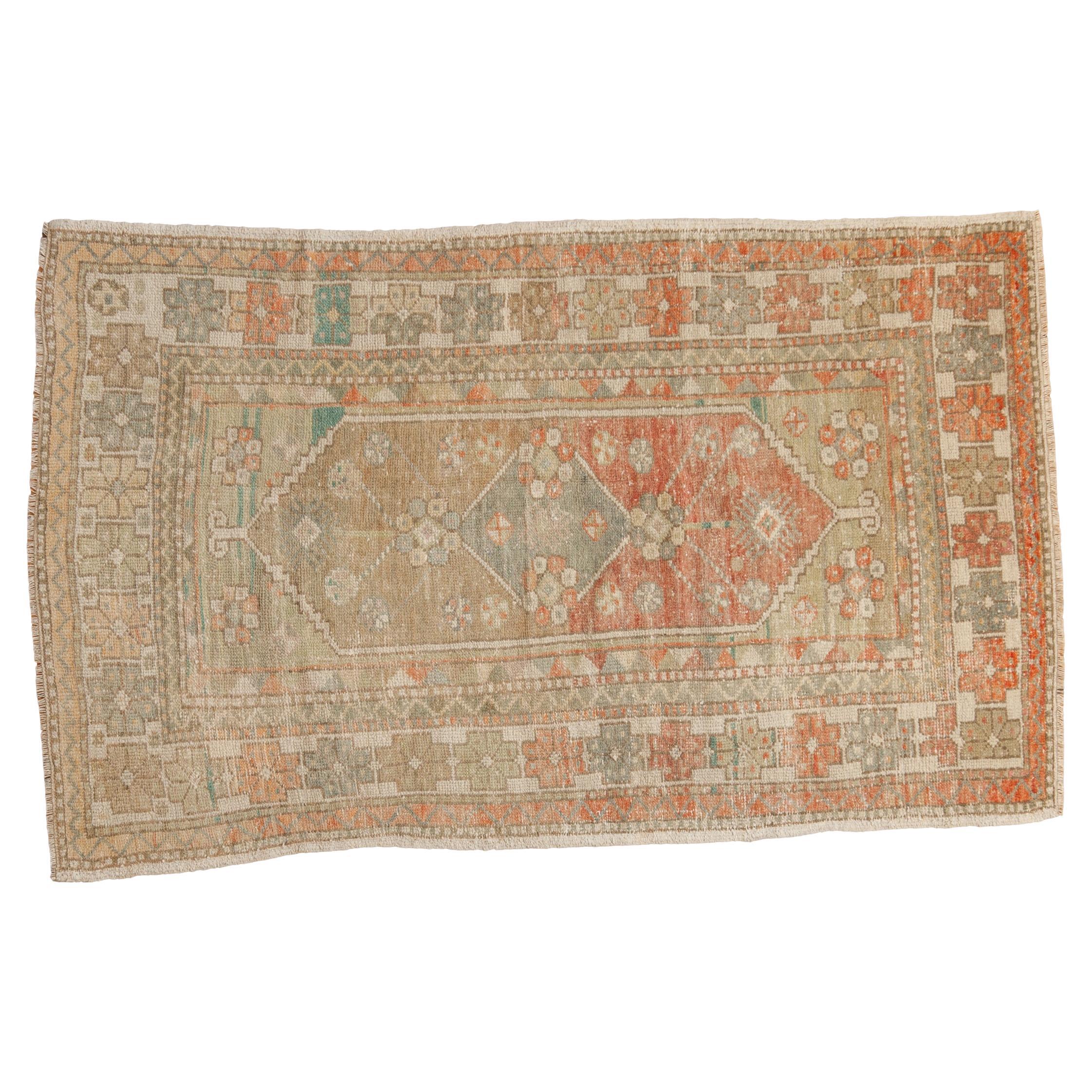 Vintage Distressed Oushak Rug For Sale