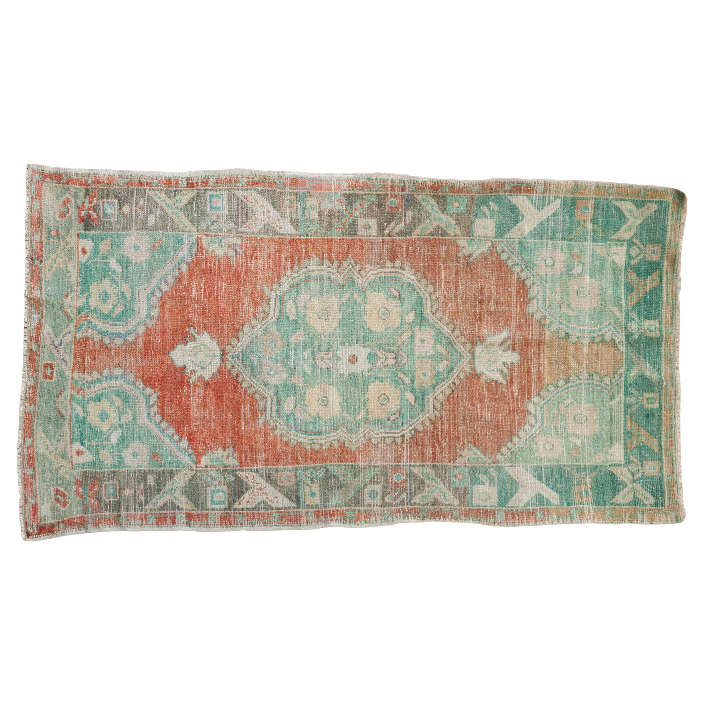 Vintage Distressed Oushak Rug For Sale