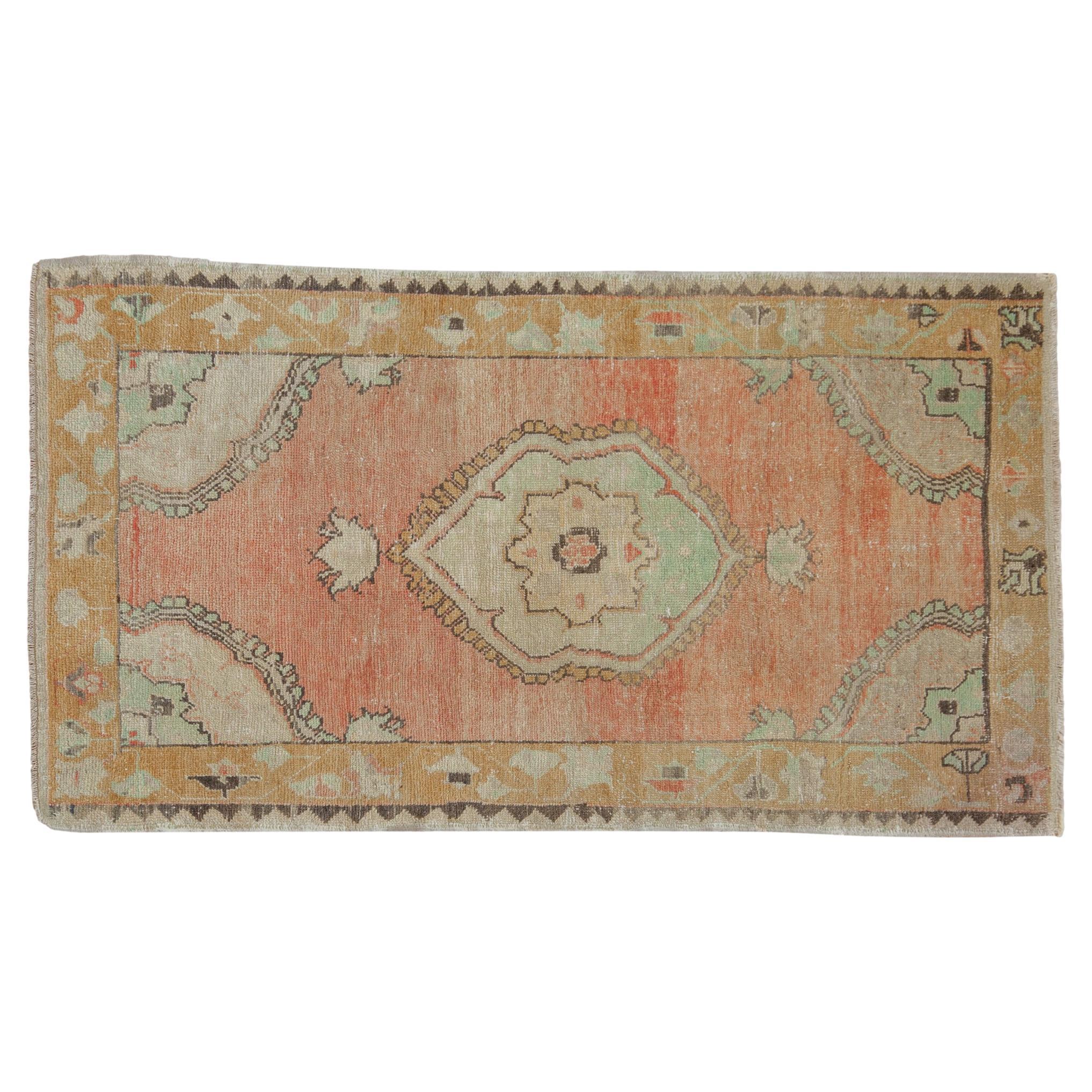 Vintage Distressed Oushak Rug For Sale