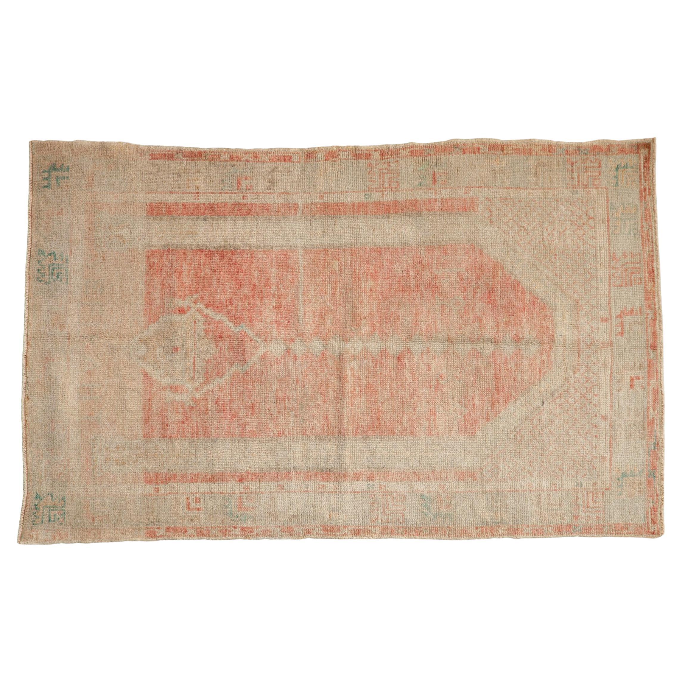 Vintage Distressed Oushak Rug For Sale