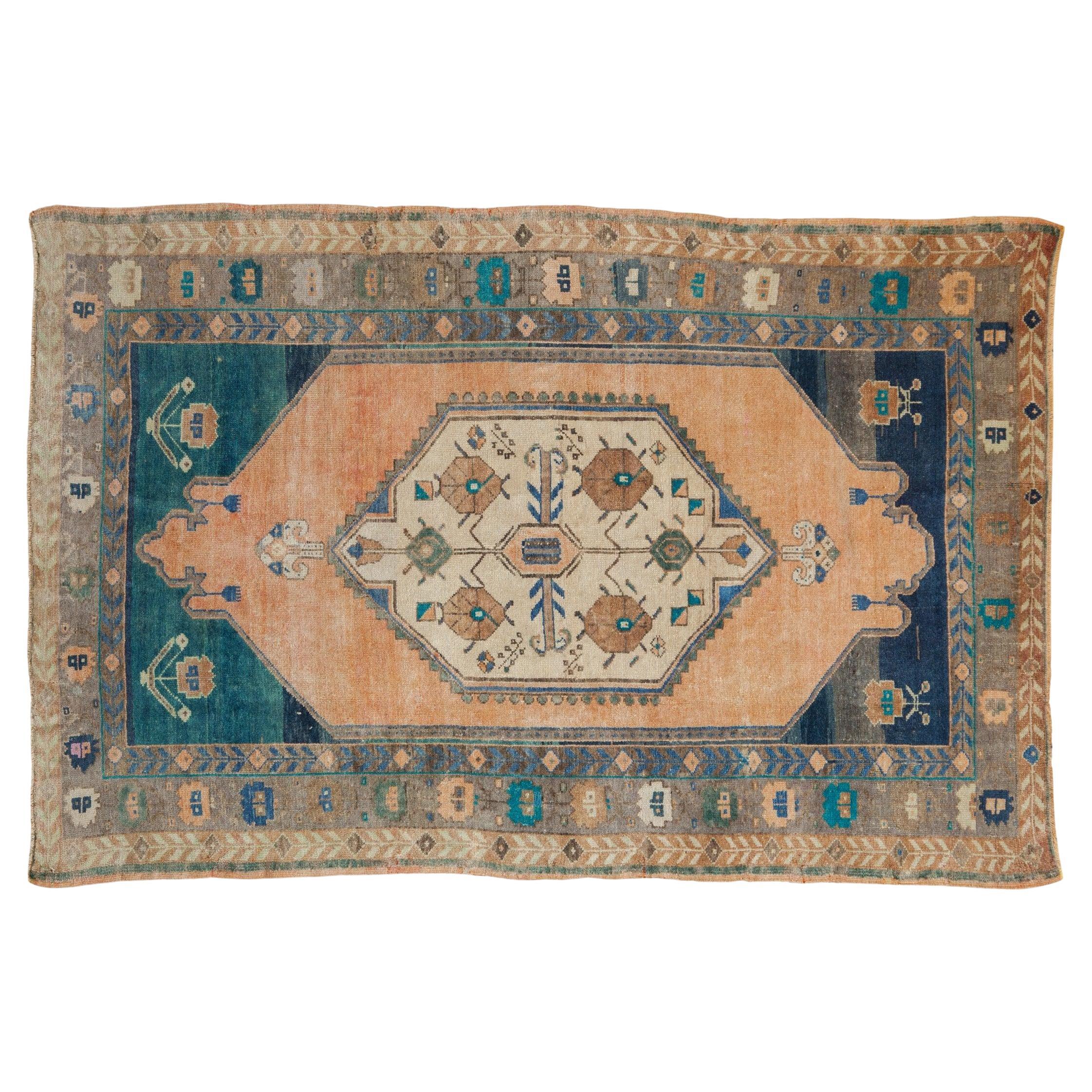 Vintage Distressed Oushak Rug