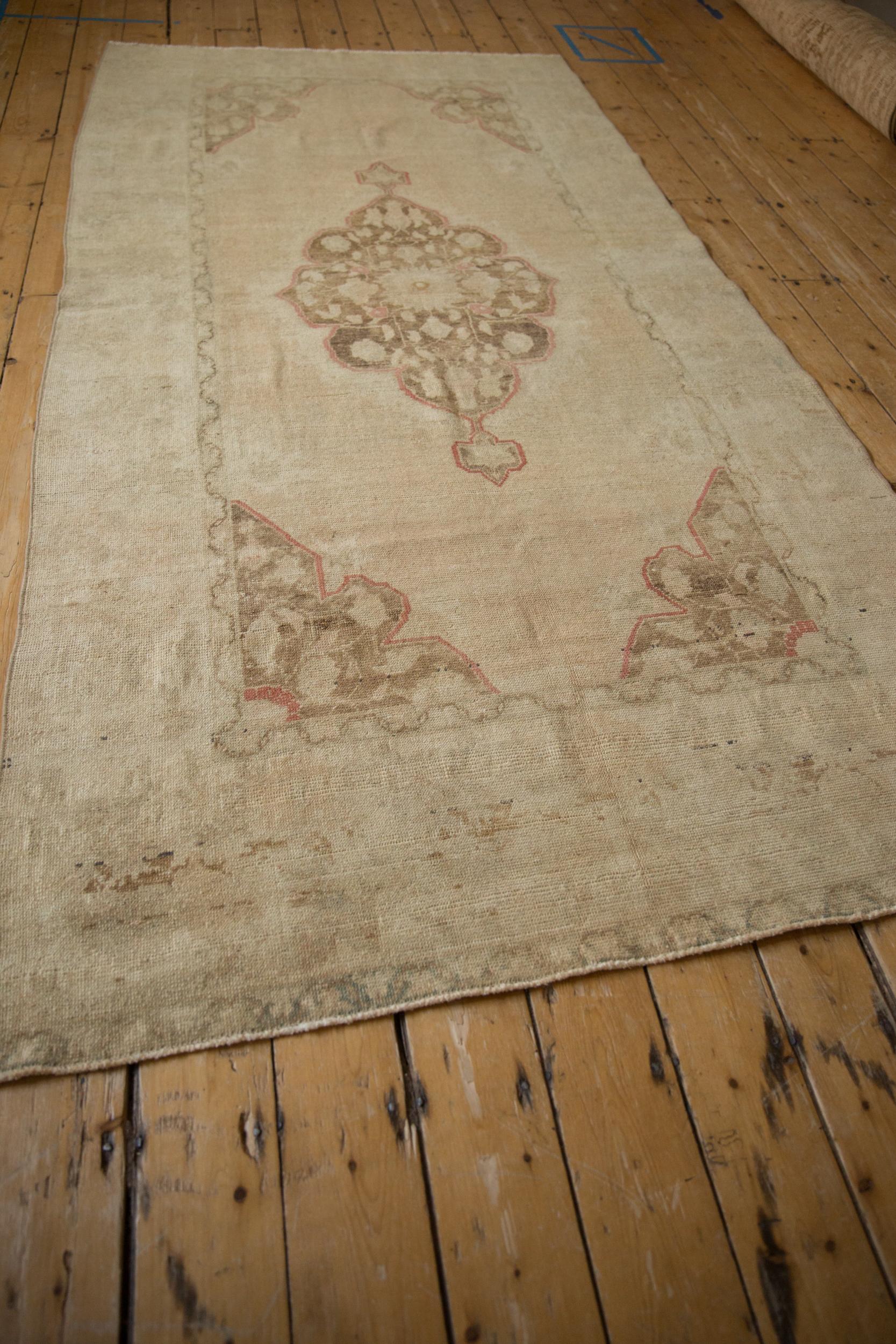 Vintage Distressed Oushak Rug Runner - 4'10