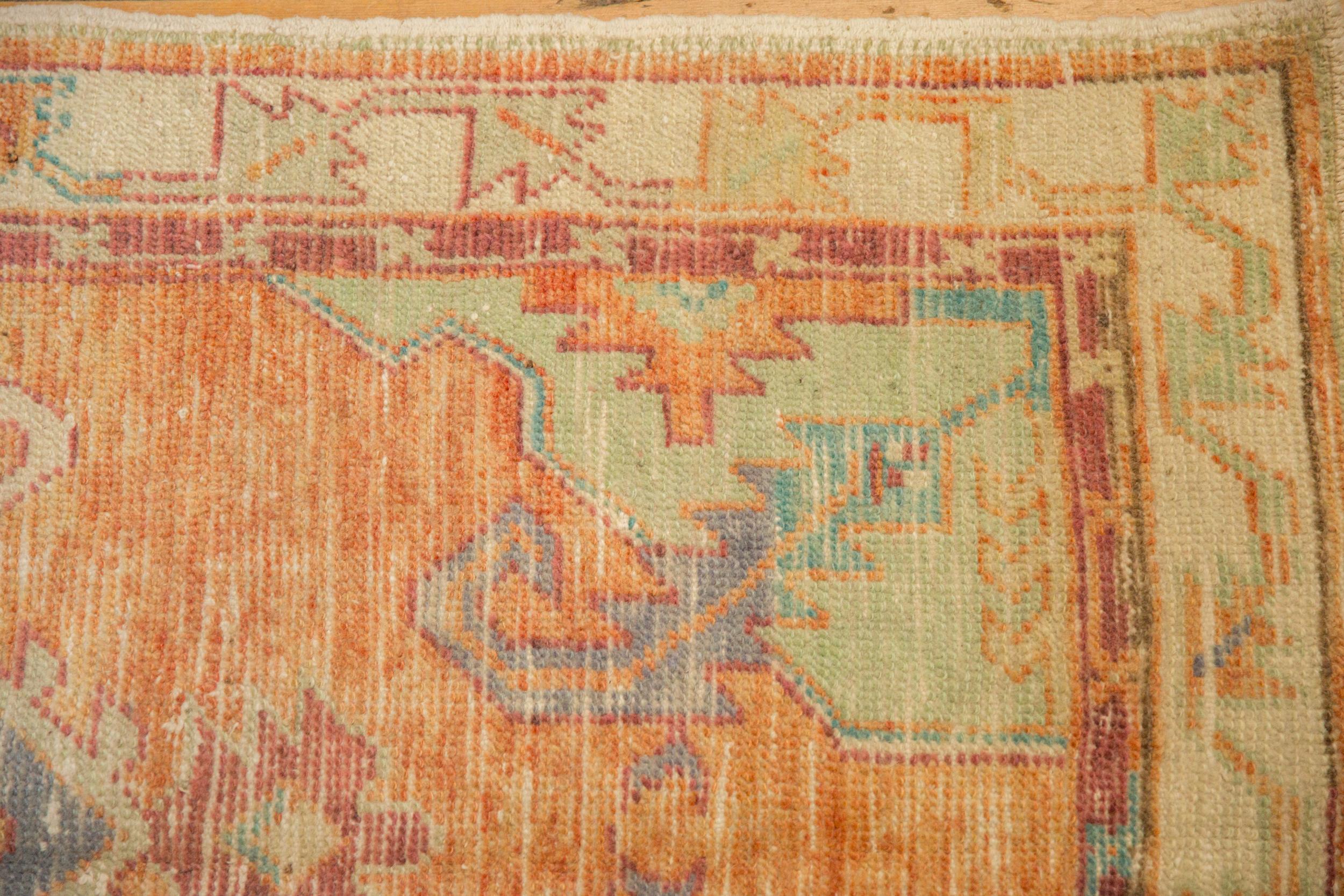 Turkish Vintage Distressed Oushak Rug Runner For Sale