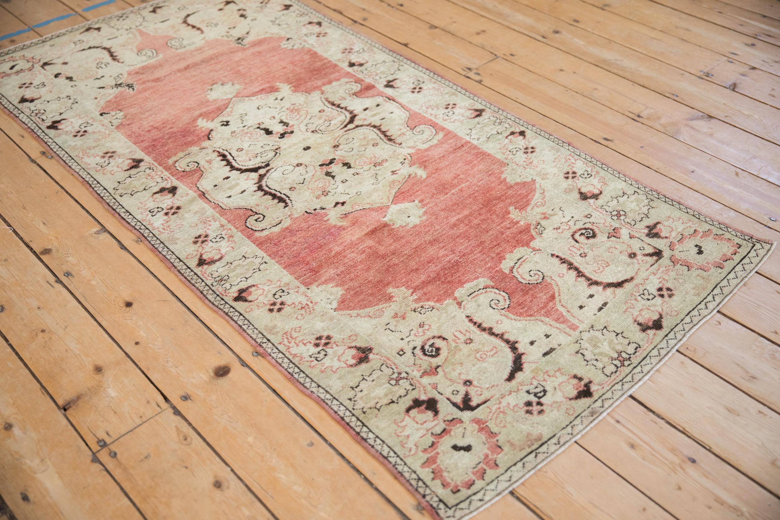 Hand-Knotted Vintage Distressed Oushak Rug Runner For Sale