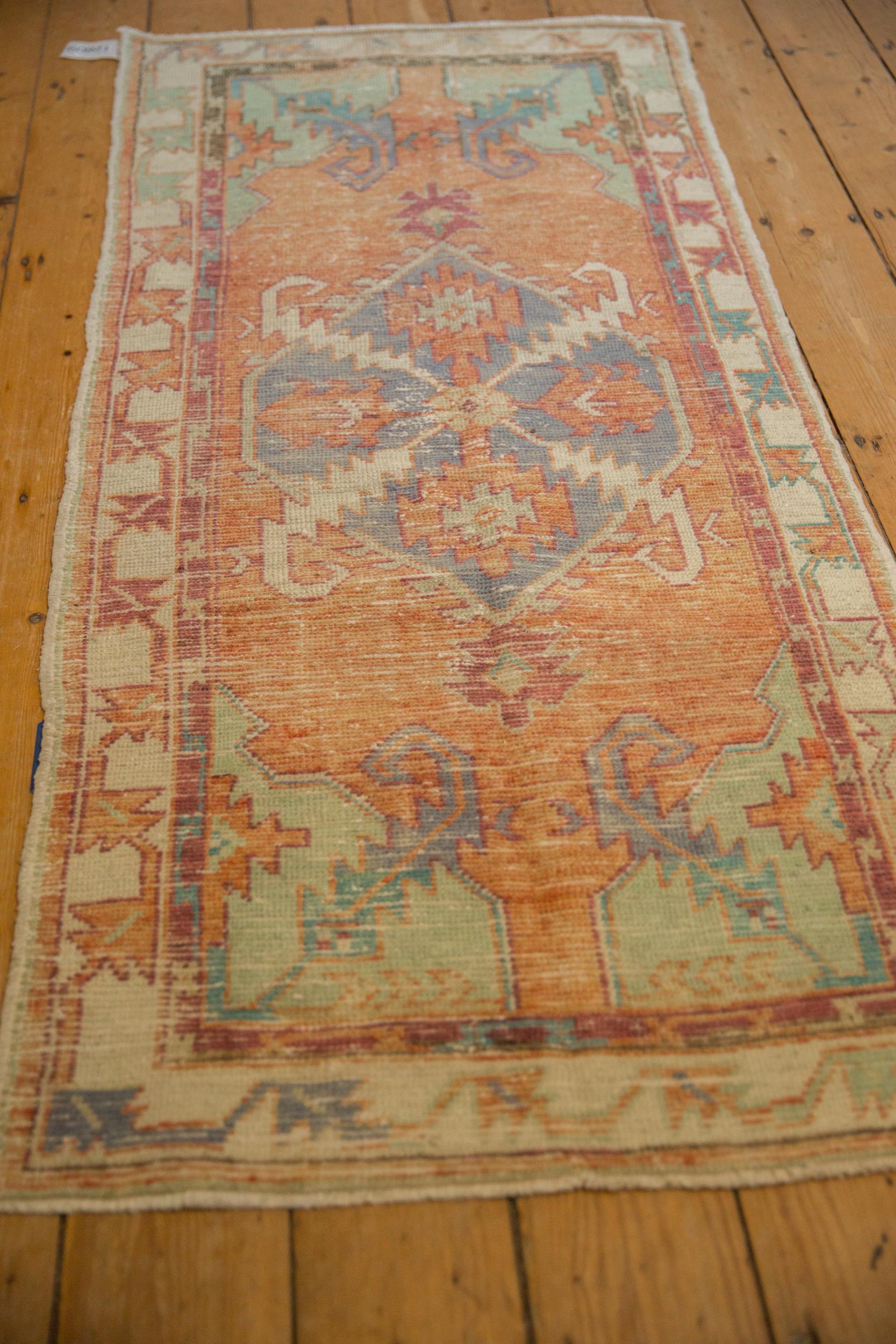 Hand-Knotted Vintage Distressed Oushak Rug Runner For Sale