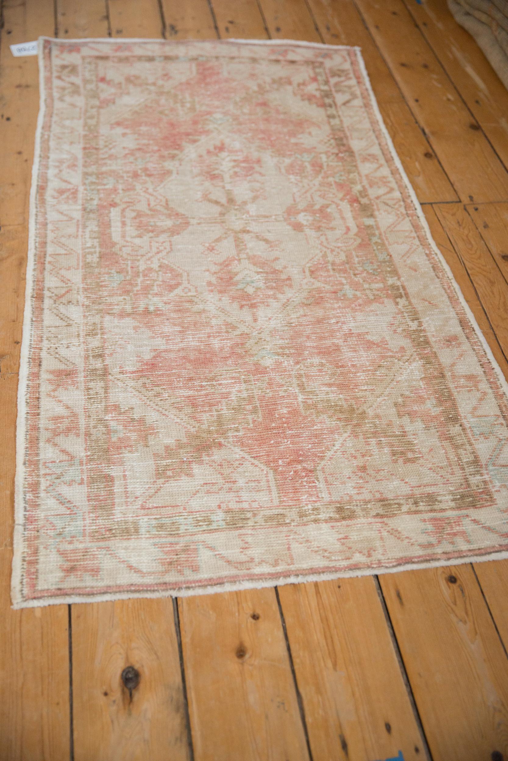 Turkish Vintage Distressed Oushak Rug Runner For Sale