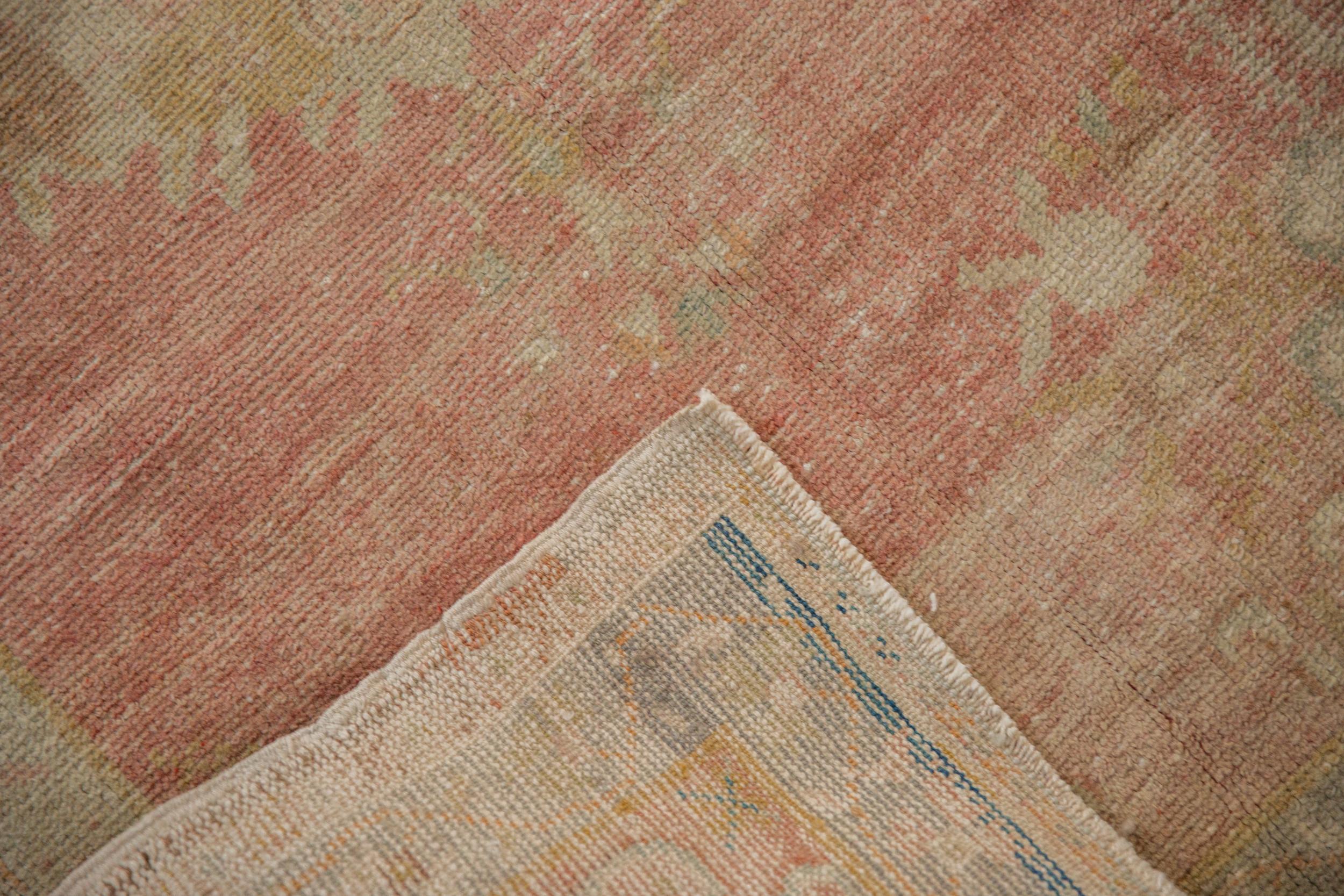 Hand-Knotted Vintage Distressed Oushak Rug Runner For Sale