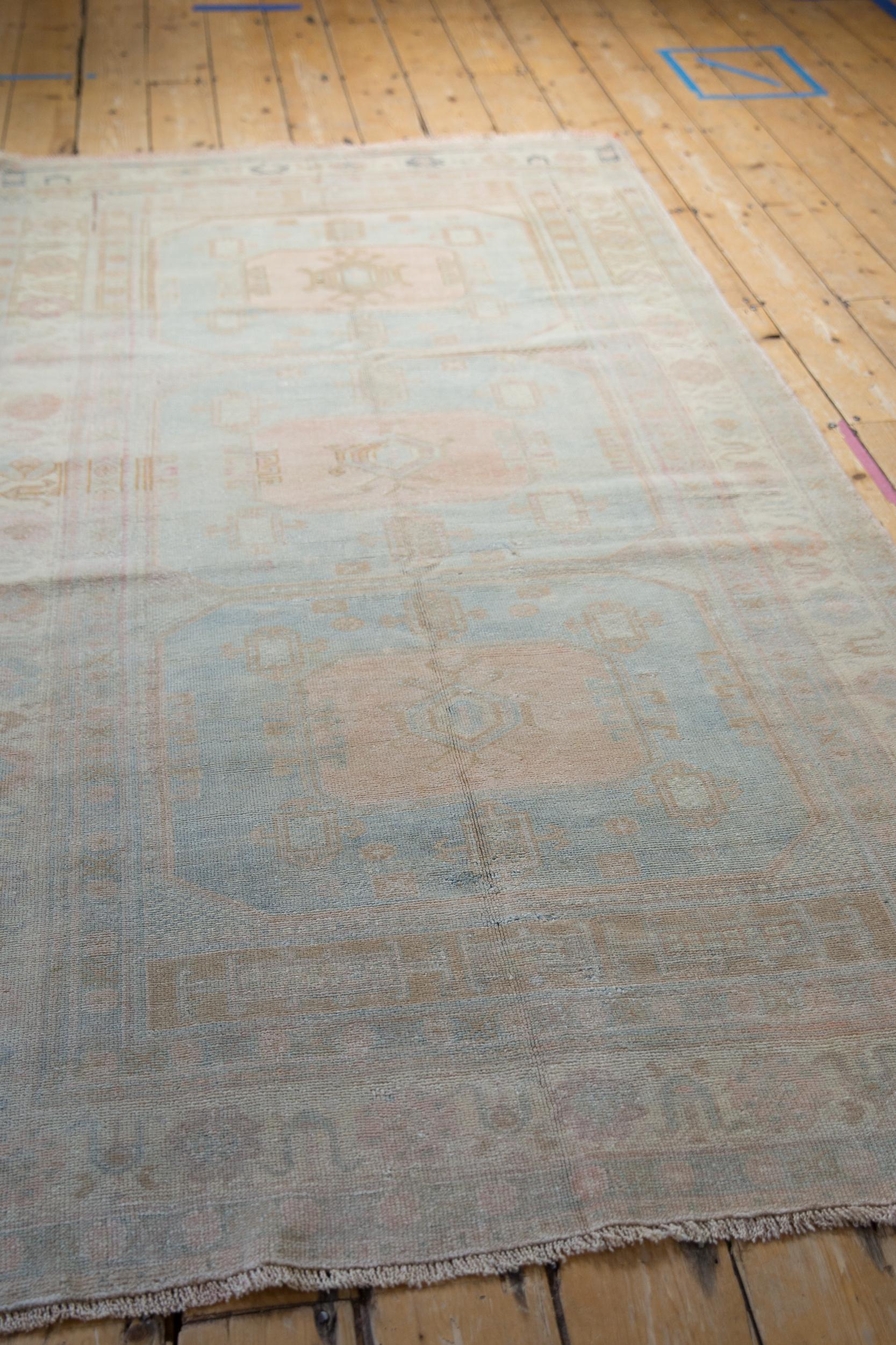 Vintage Distressed Oushak Rug Runner In Fair Condition In Katonah, NY