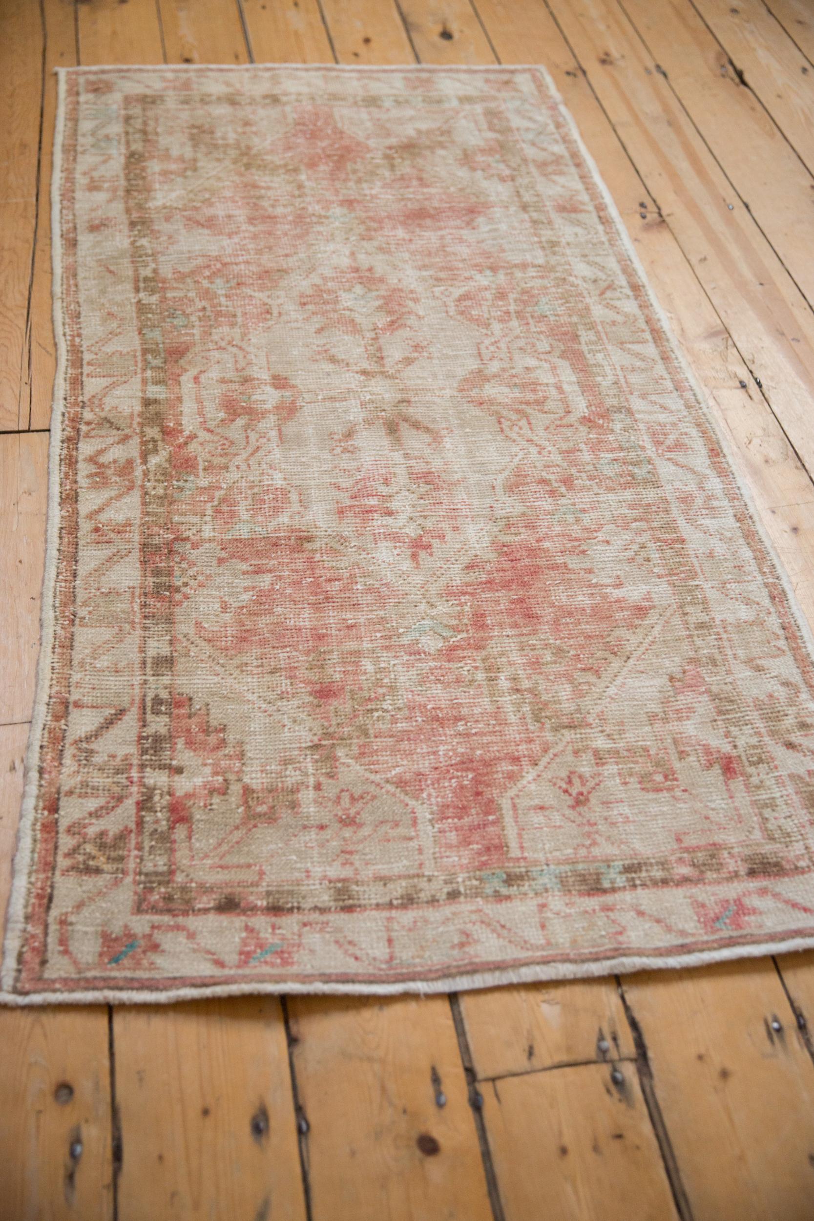 Hand-Knotted Vintage Distressed Oushak Rug Runner For Sale