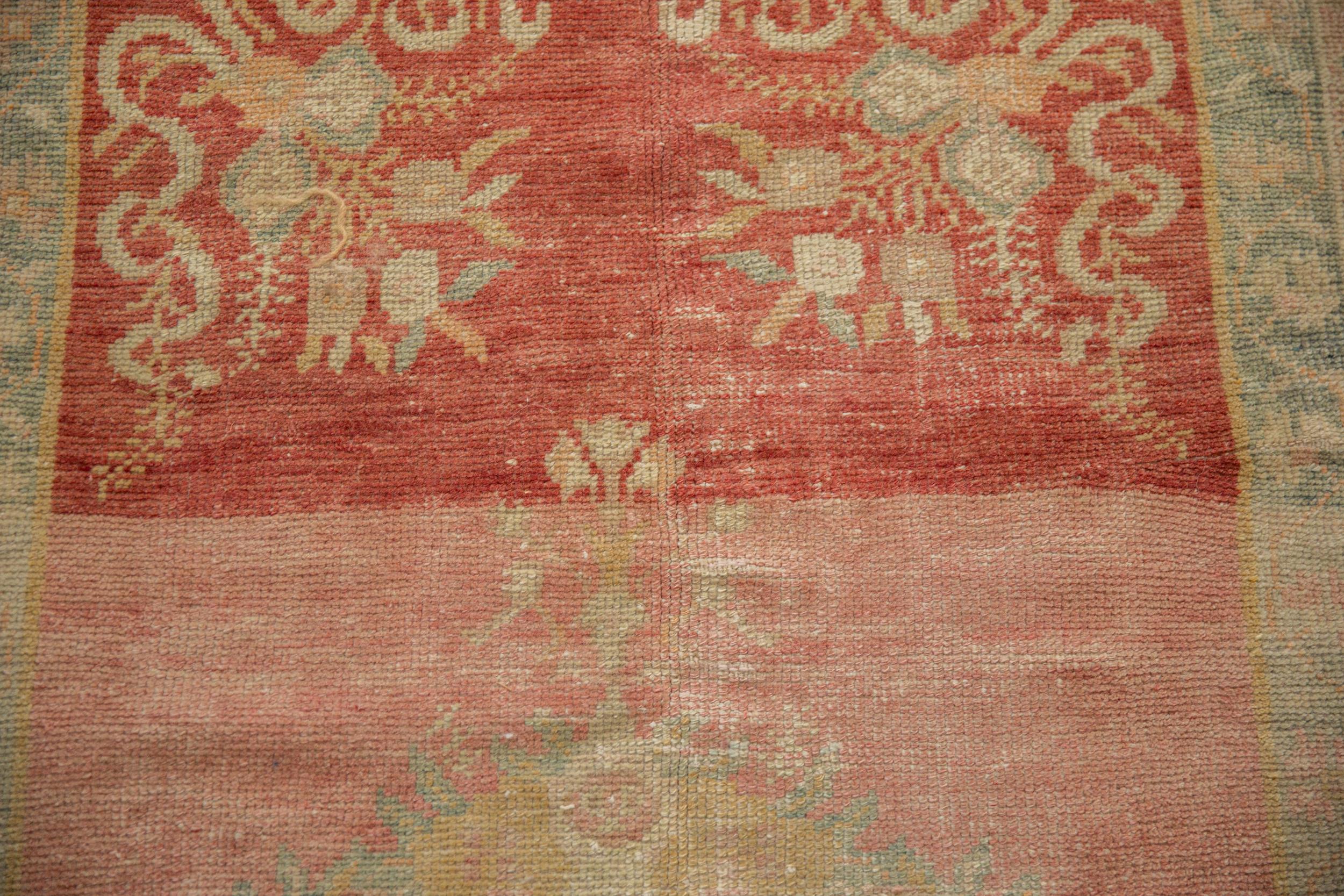 Vintage Distressed Oushak Rug Runner In Fair Condition For Sale In Katonah, NY