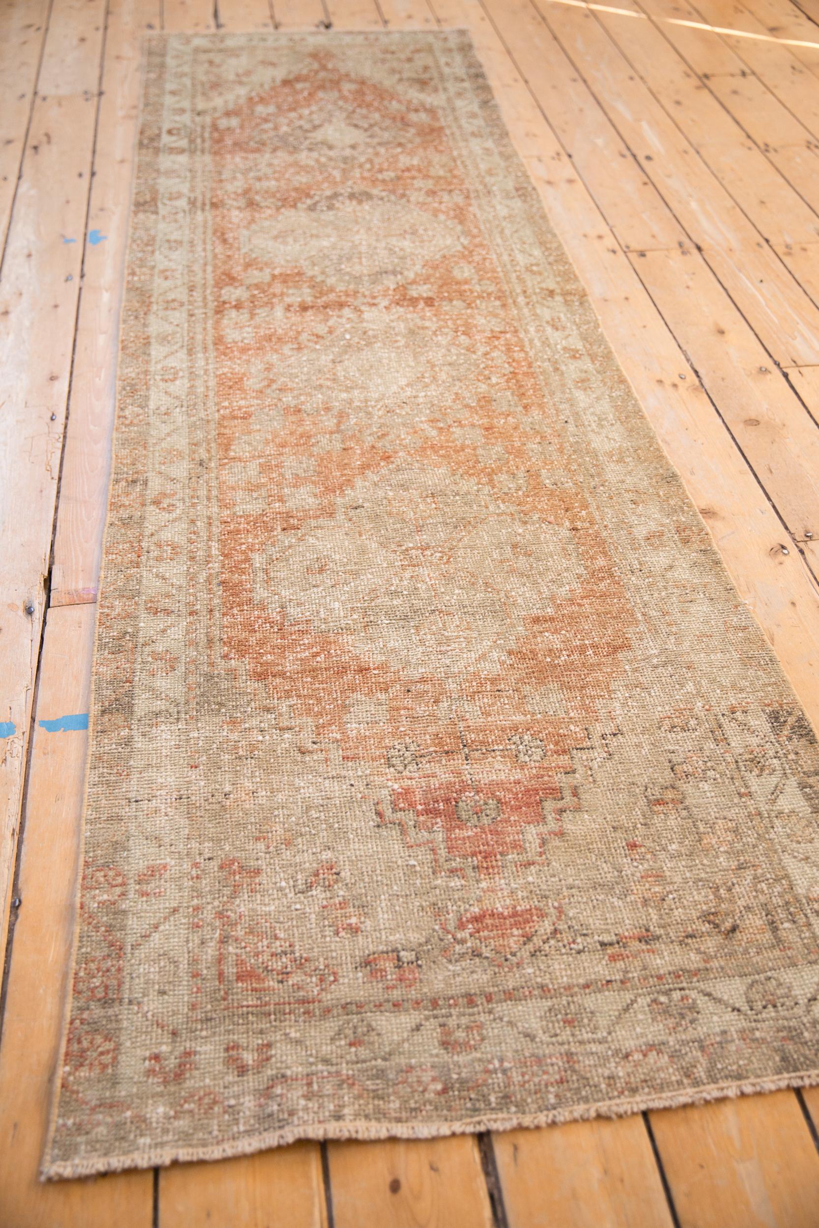 Wool Vintage Distressed Oushak Rug Runner For Sale