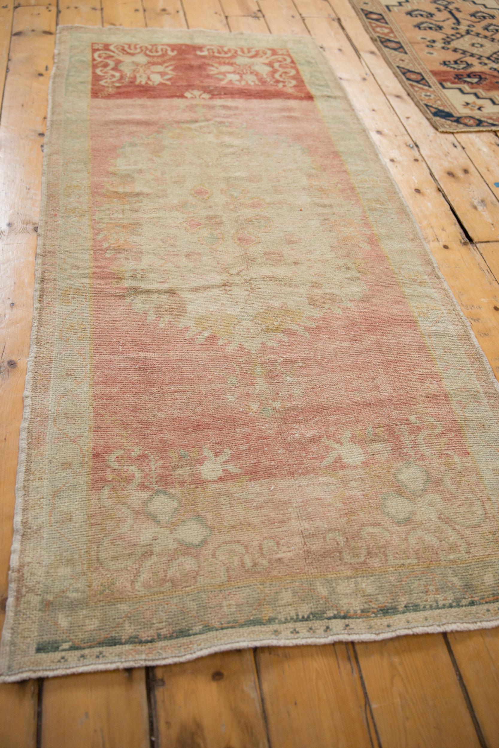 Wool Vintage Distressed Oushak Rug Runner For Sale