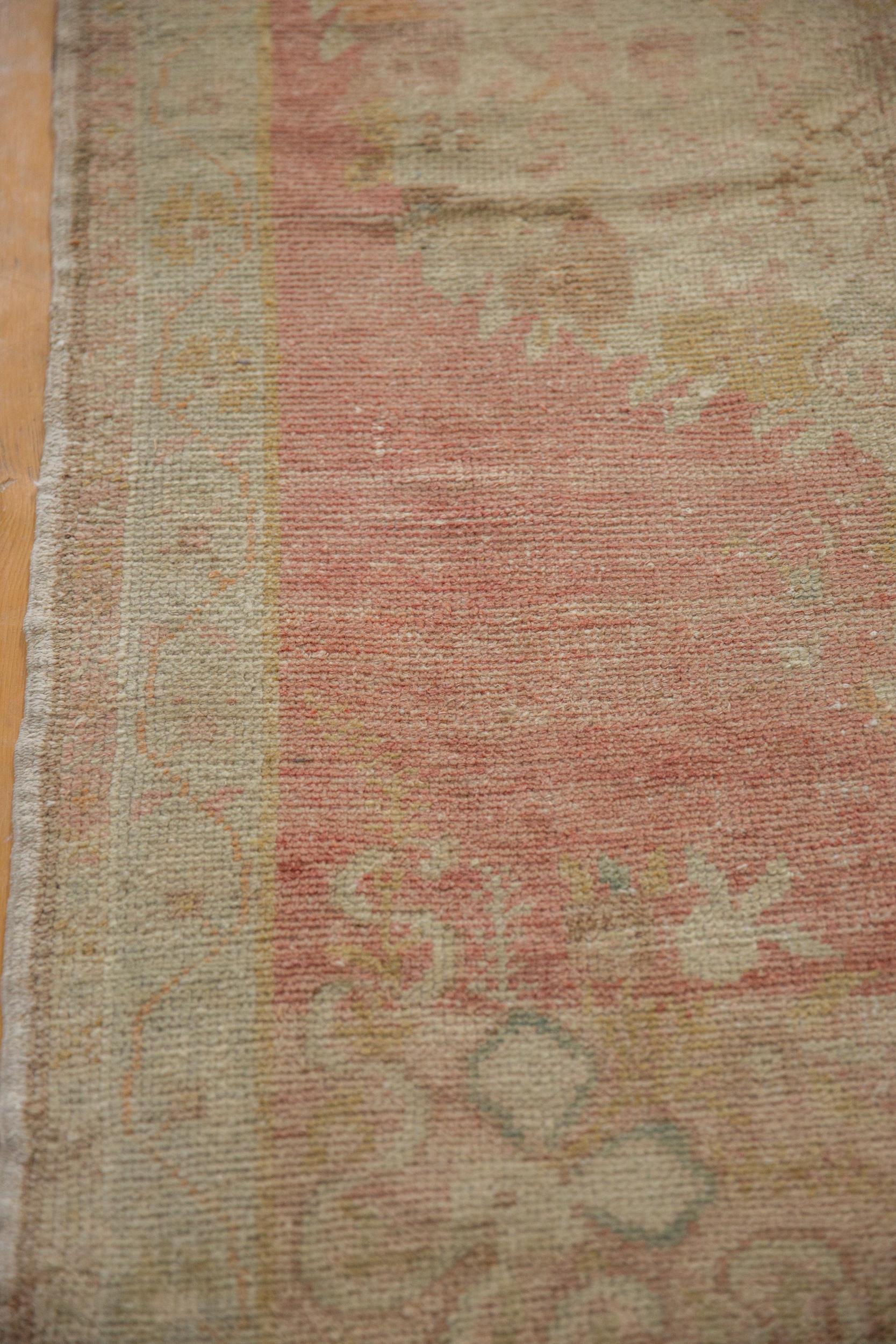 Vintage Distressed Oushak Rug Runner For Sale 1