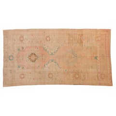 Tapis de couloir vintage Oushak vieilli