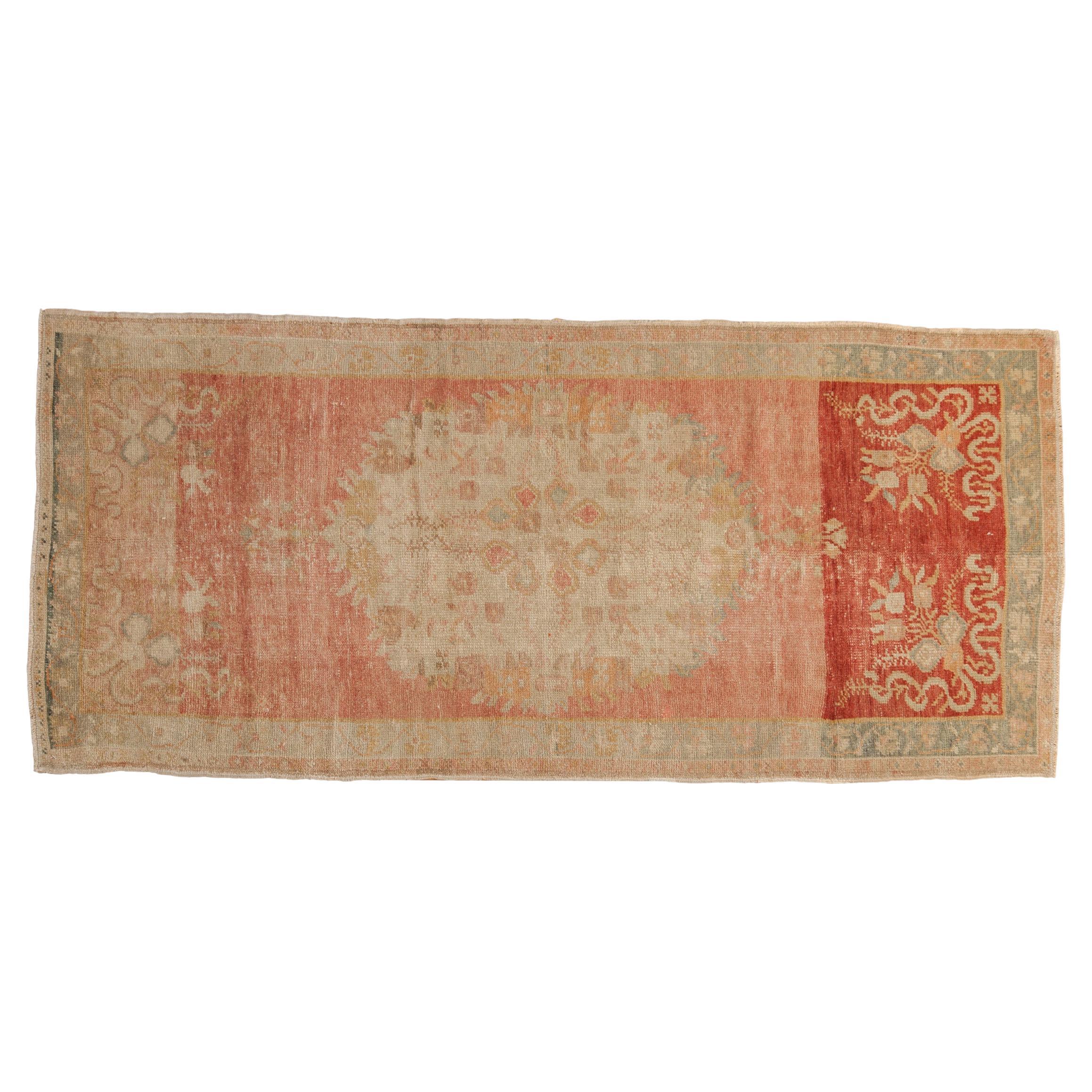 Vintage Distressed Oushak Rug Runner For Sale
