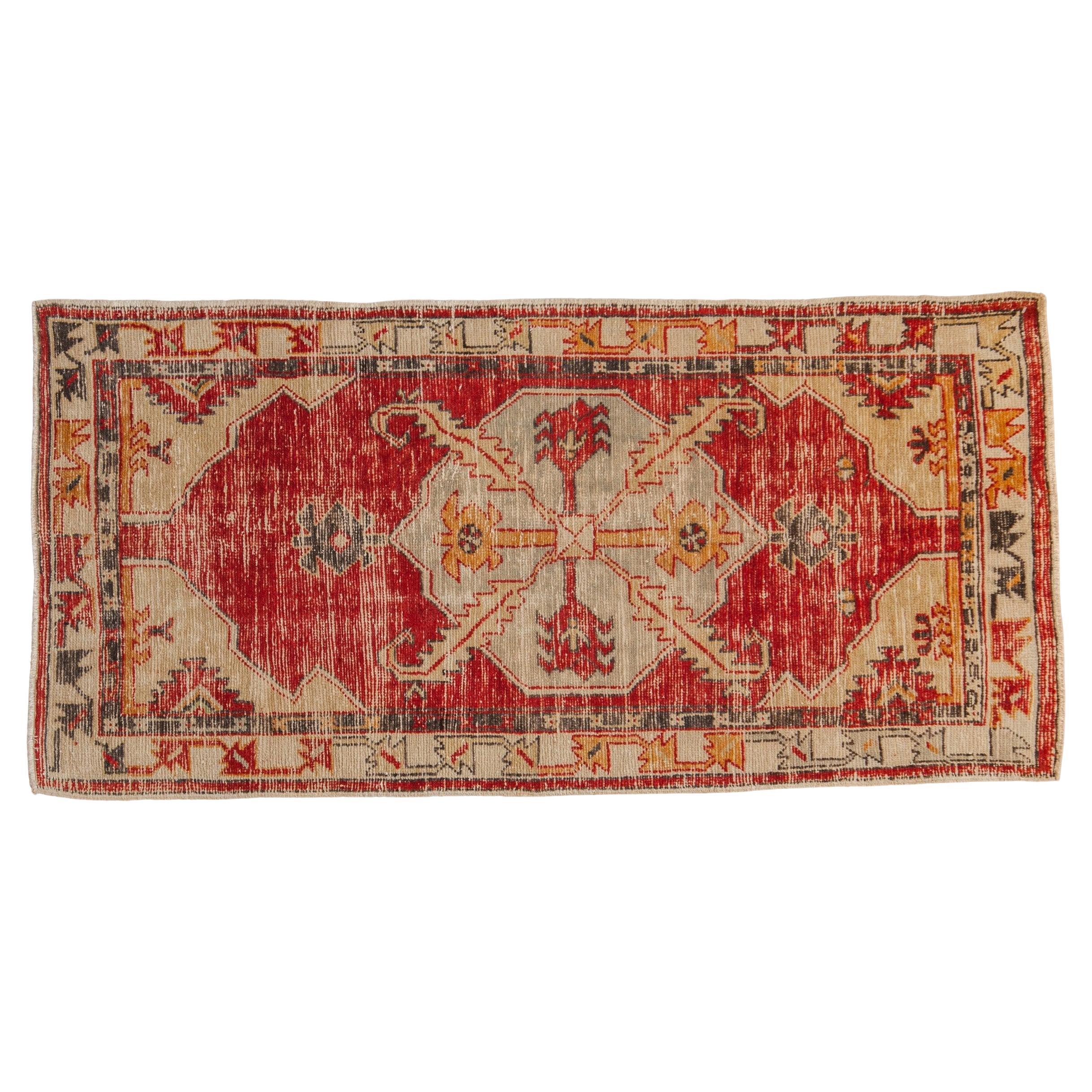 Vintage Distressed Oushak Rug Runner For Sale