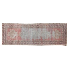 Tapis de couloir vintage Oushak vieilli
