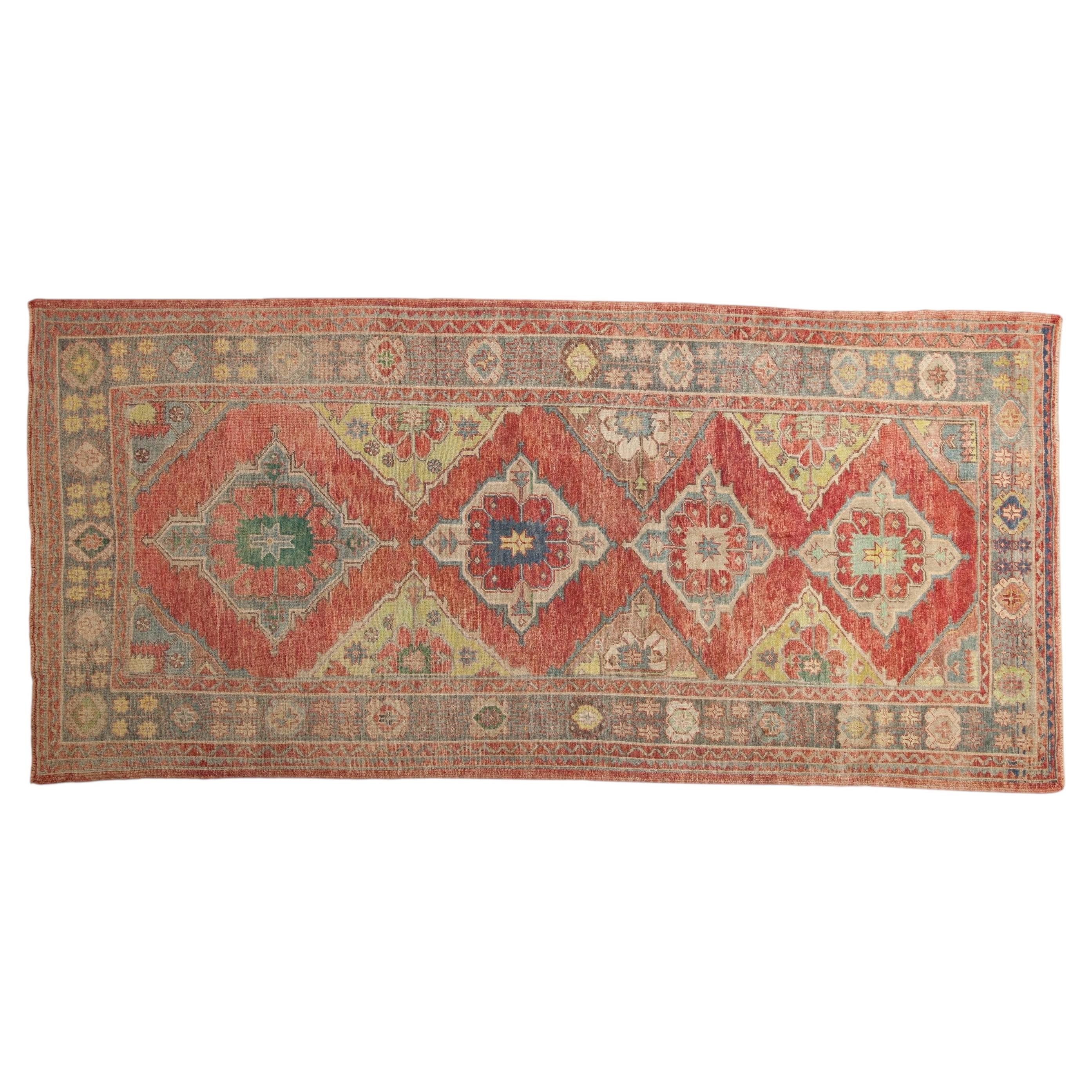 Vintage Distressed Oushak Rug Runner For Sale