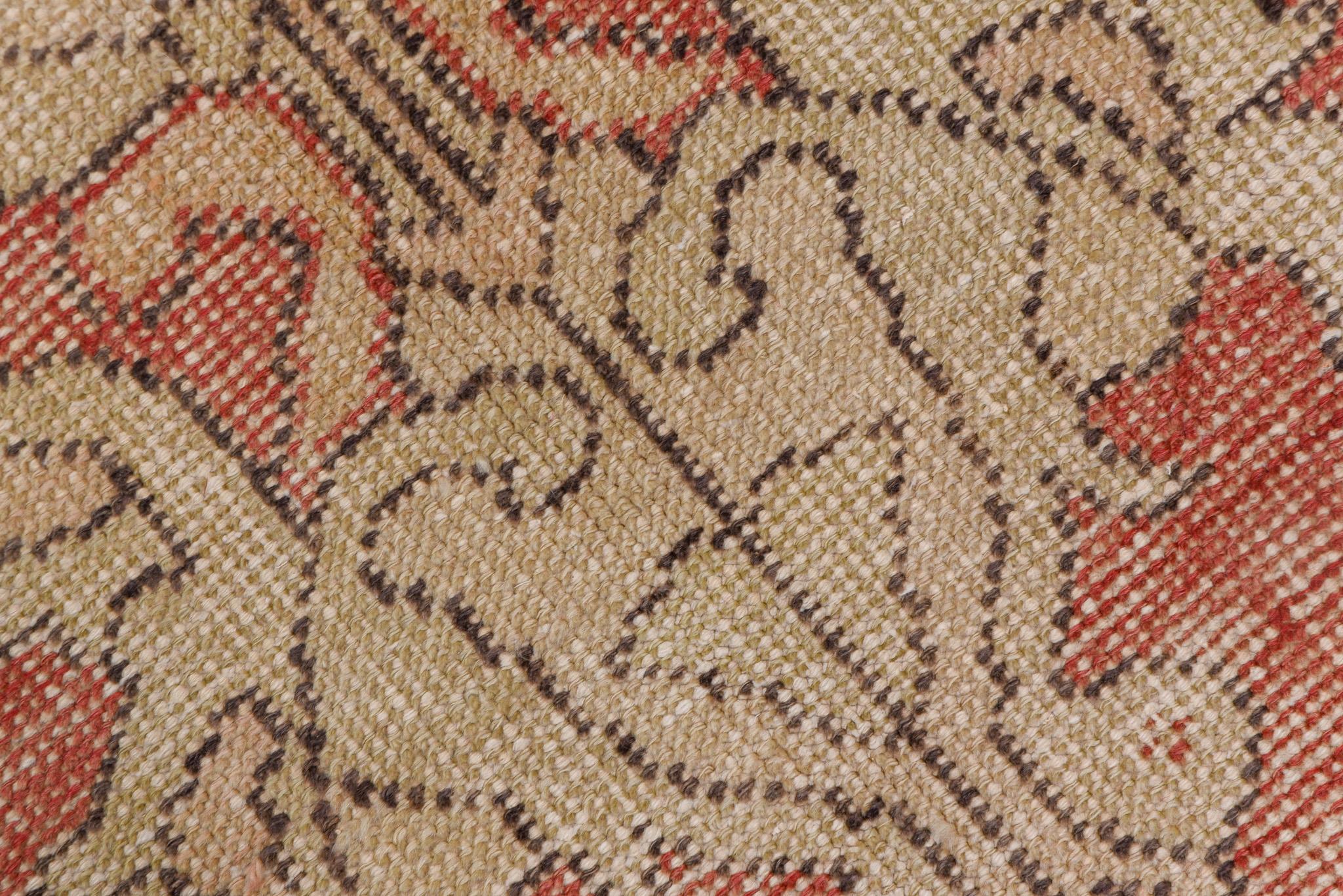 20th Century Vintage Distressed Oushak Rug with Medallion Design For Sale