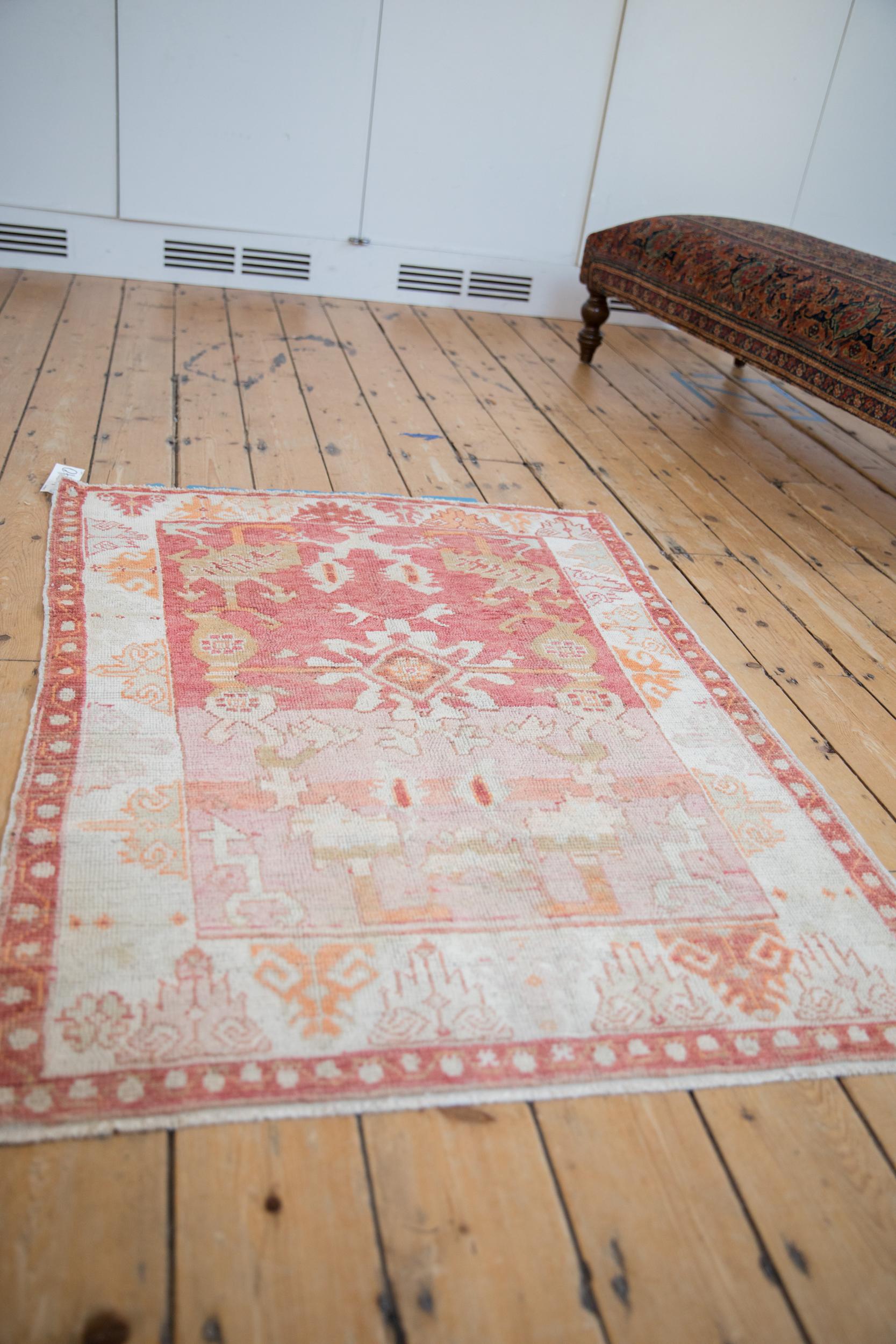 Hand-Knotted Vintage Distressed Oushak Square Rug For Sale