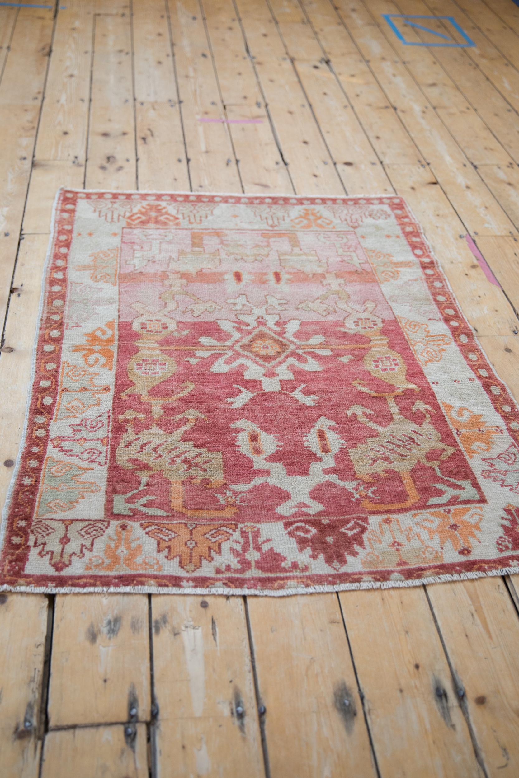 Mid-20th Century Vintage Distressed Oushak Square Rug For Sale