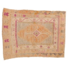 Vintage Distressed Oushak Square Rug
