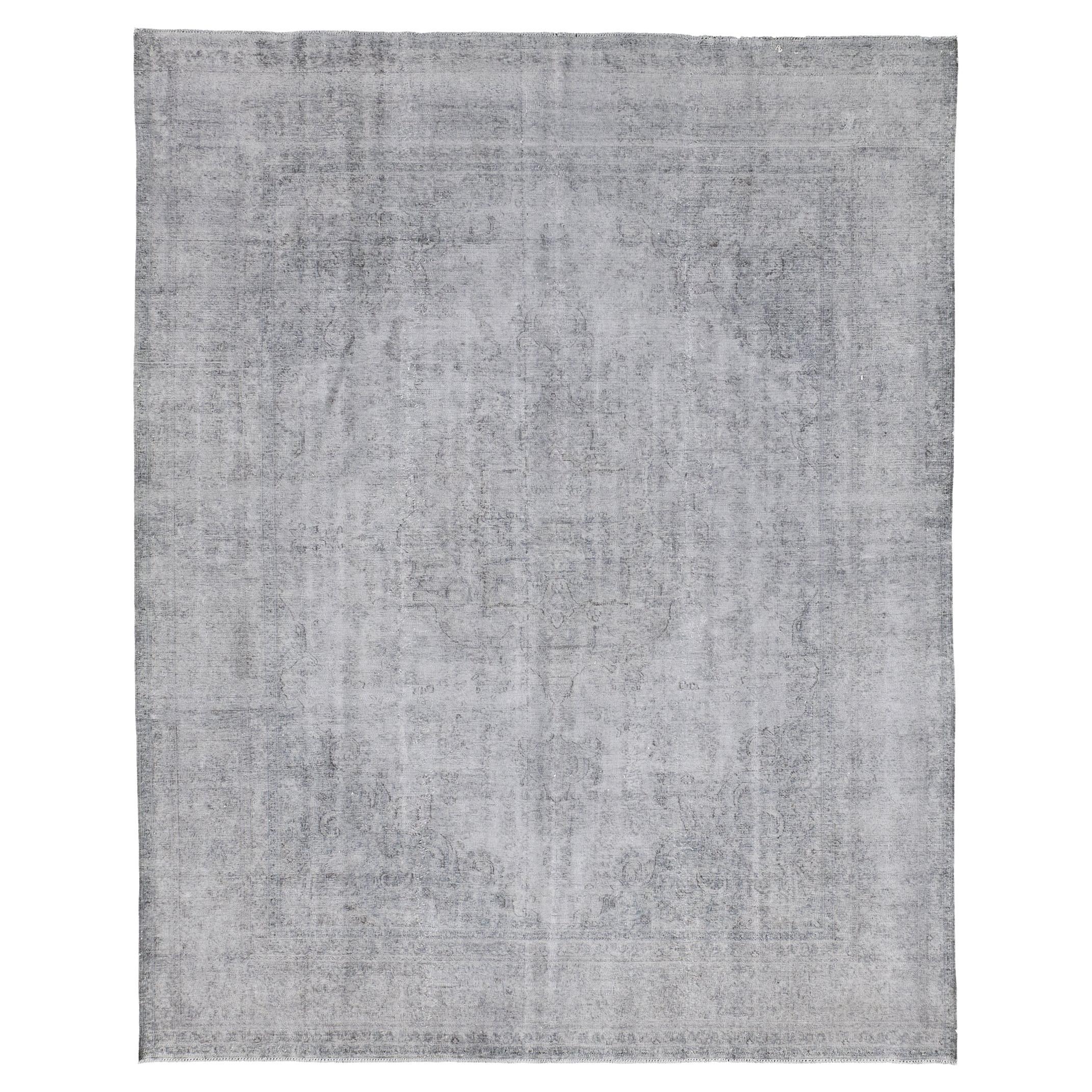 Vintage Distressed Overdye Persian Tabriz