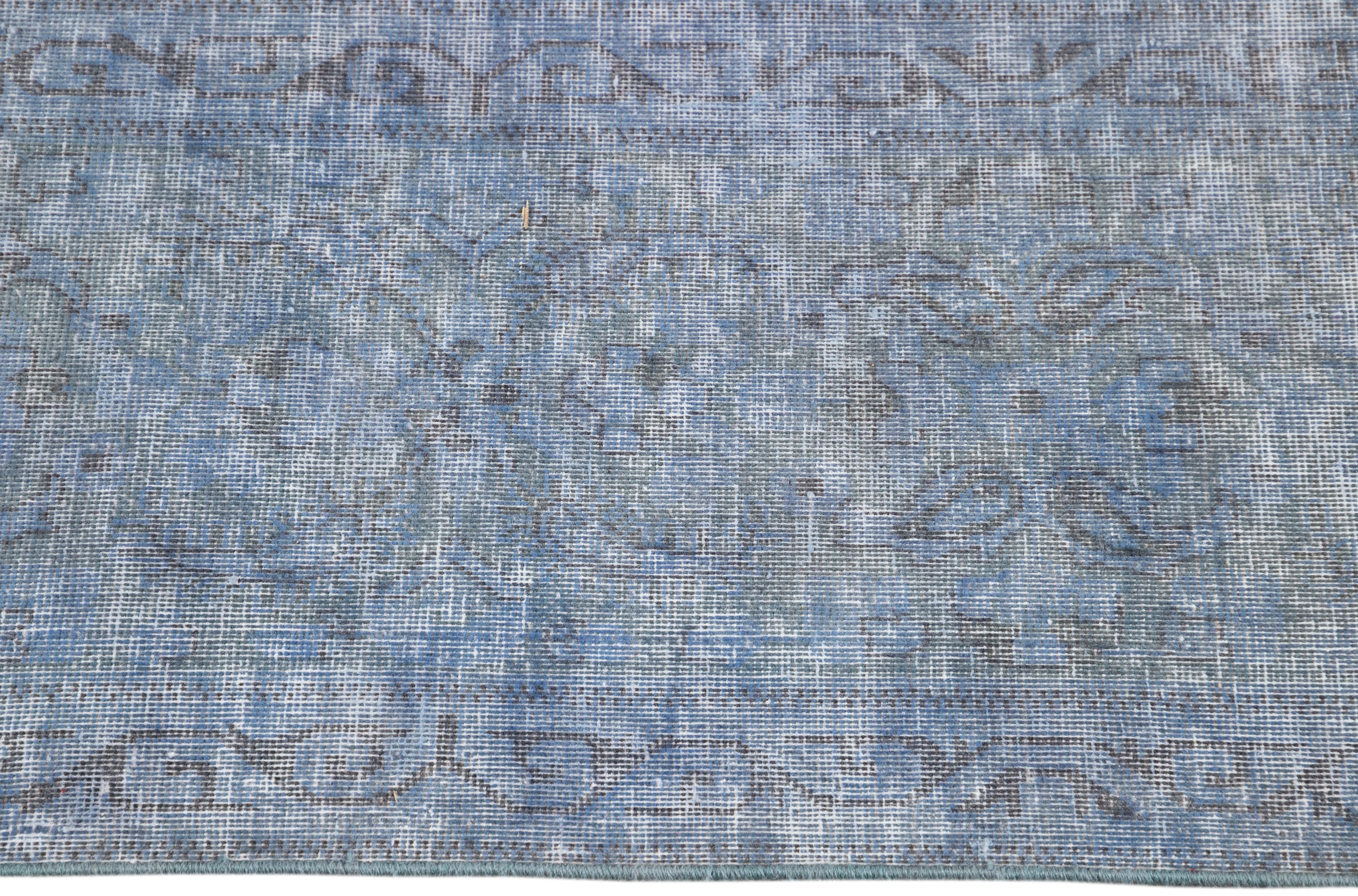 20th Century Vintage Distressed Overdyed Blue Wool Rug