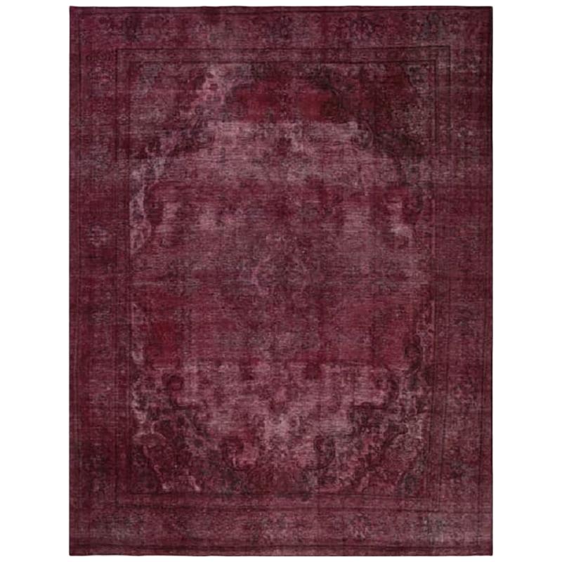 Vintage Distressed Overdyed Persian Rug For Sale
