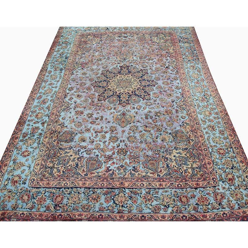 Vintage distressed overdyed Persian rug from RenCollection rugs – This vintage Persian Tabriz rug has been re-purposed through a distressing process and over-dyed to achieve a singular multi-color. Created by the artisans of Iran. Measures: 9.5 x