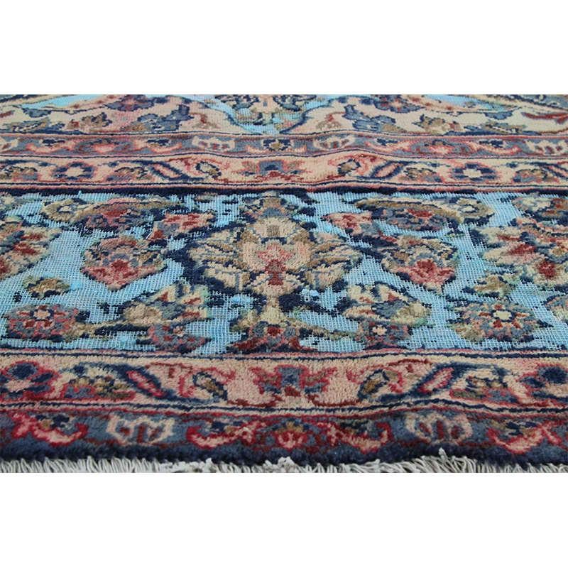 Hand-Woven Vintage Distressed Overdyed Persian Tabriz Rug For Sale