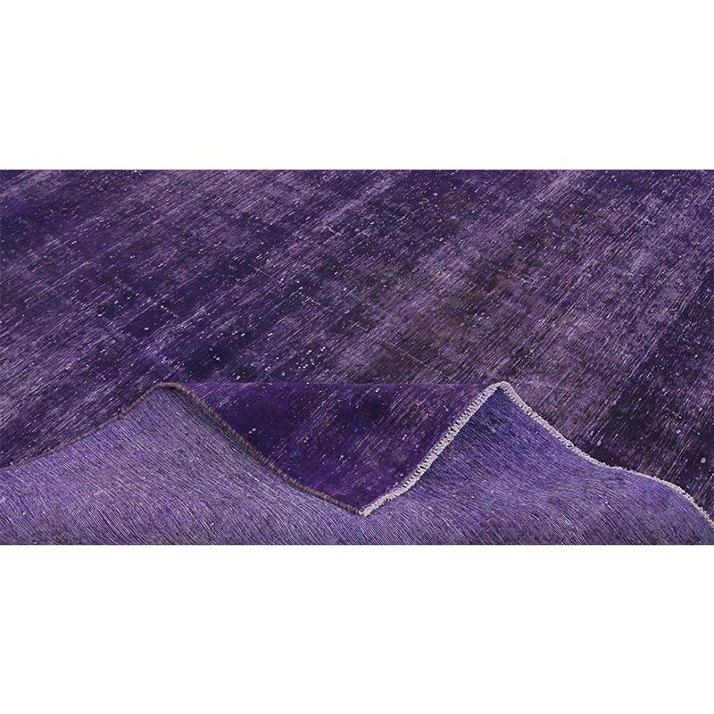 Vintage distressed overdyed Persian rug from RenCollection rugs, this vintage Persian Tabriz rug has been re-purposed through a distressing process and over-dyed to achieve a singular Purple color. Created by the artisans of Iran. Measures: 9.7 x