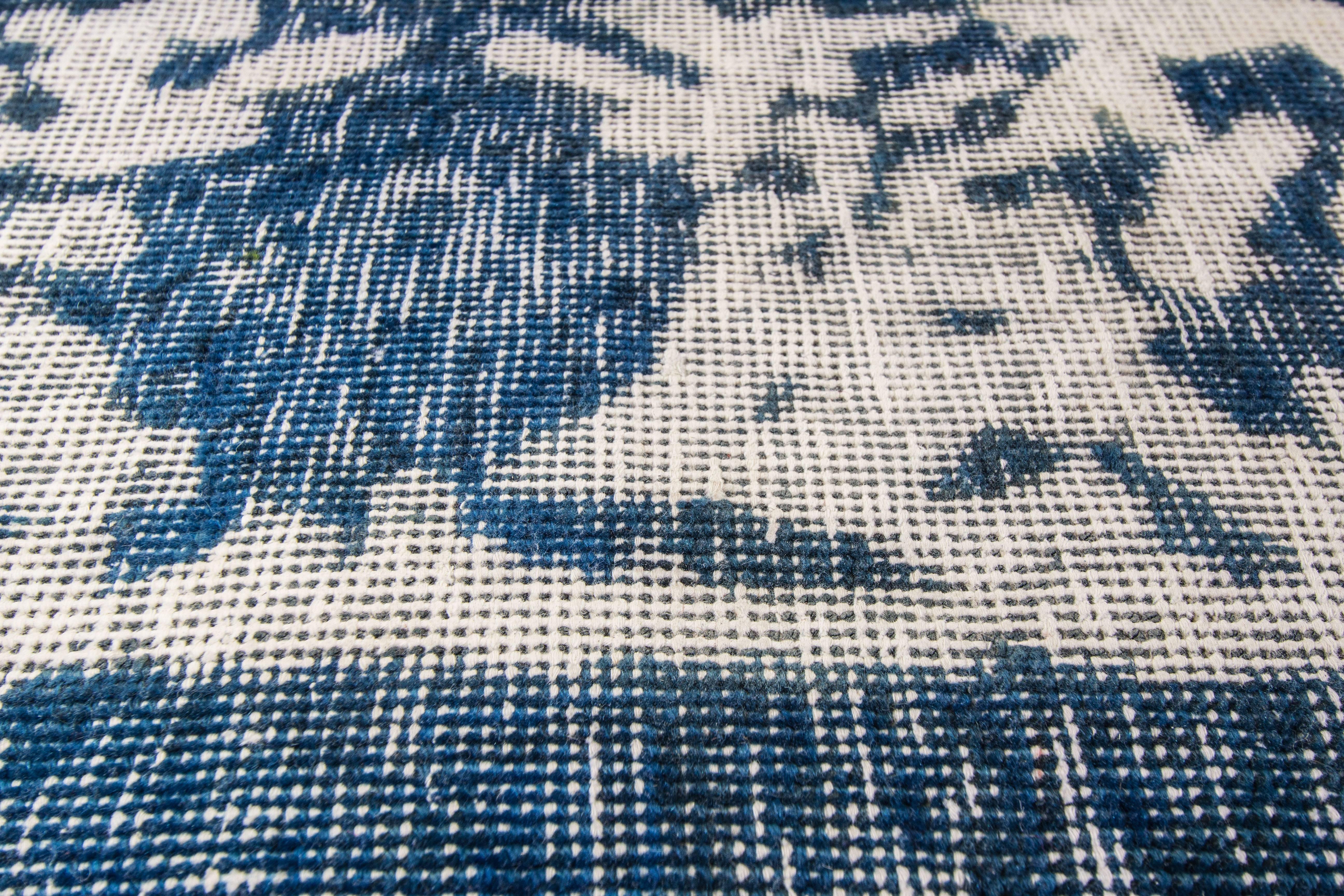 Hand-Knotted Vintage Distressed Overdyed Rug For Sale