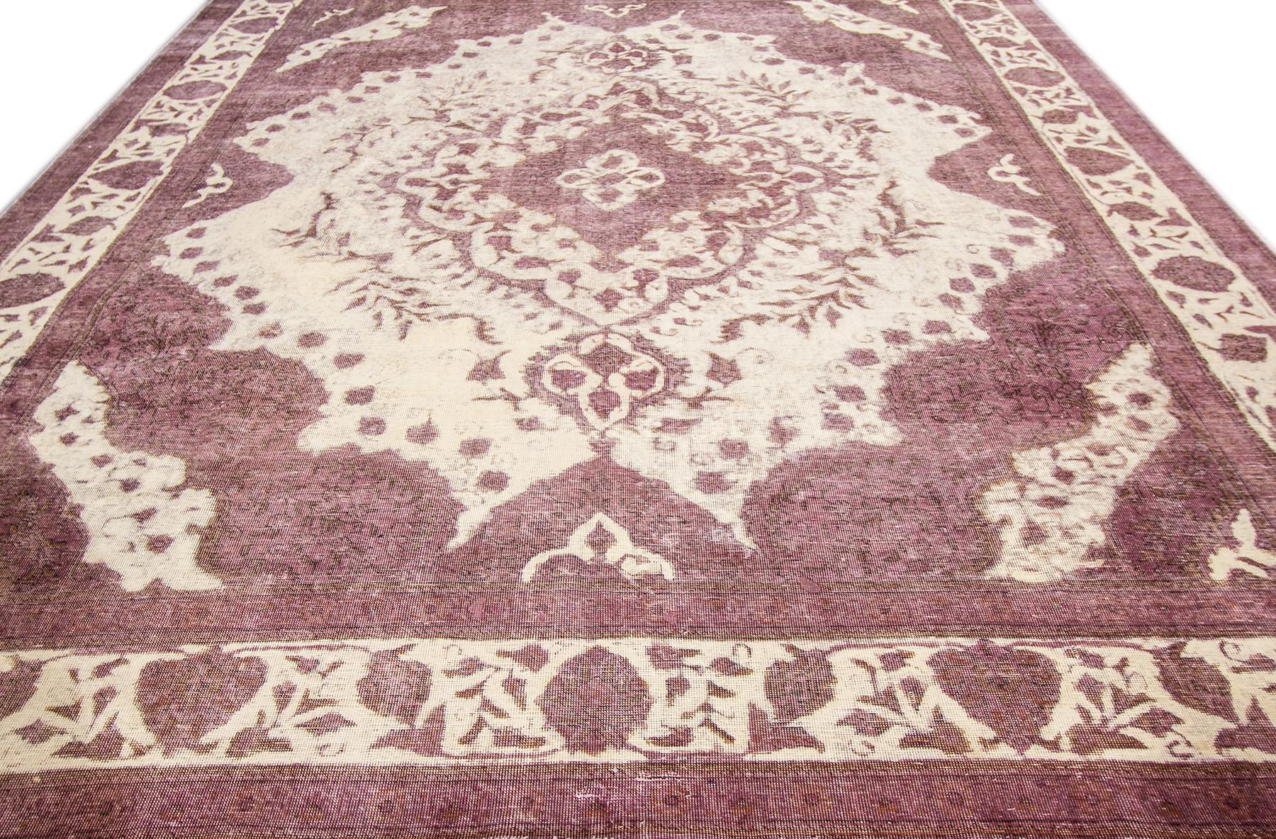 Persian Vintage Distressed Overdyed Rug For Sale