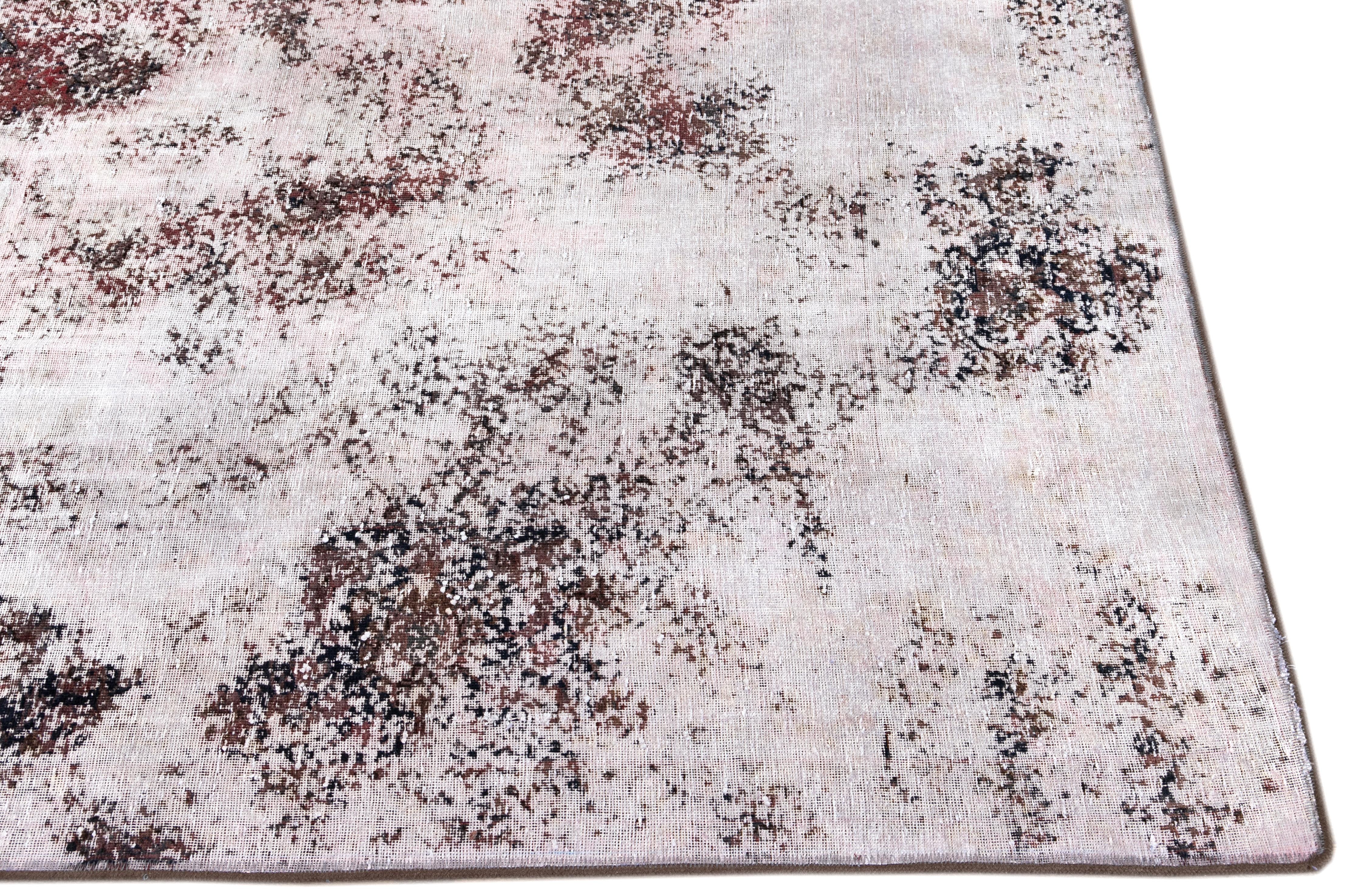 Vintage Distressed Overdyed Rug In Distressed Condition For Sale In Norwalk, CT