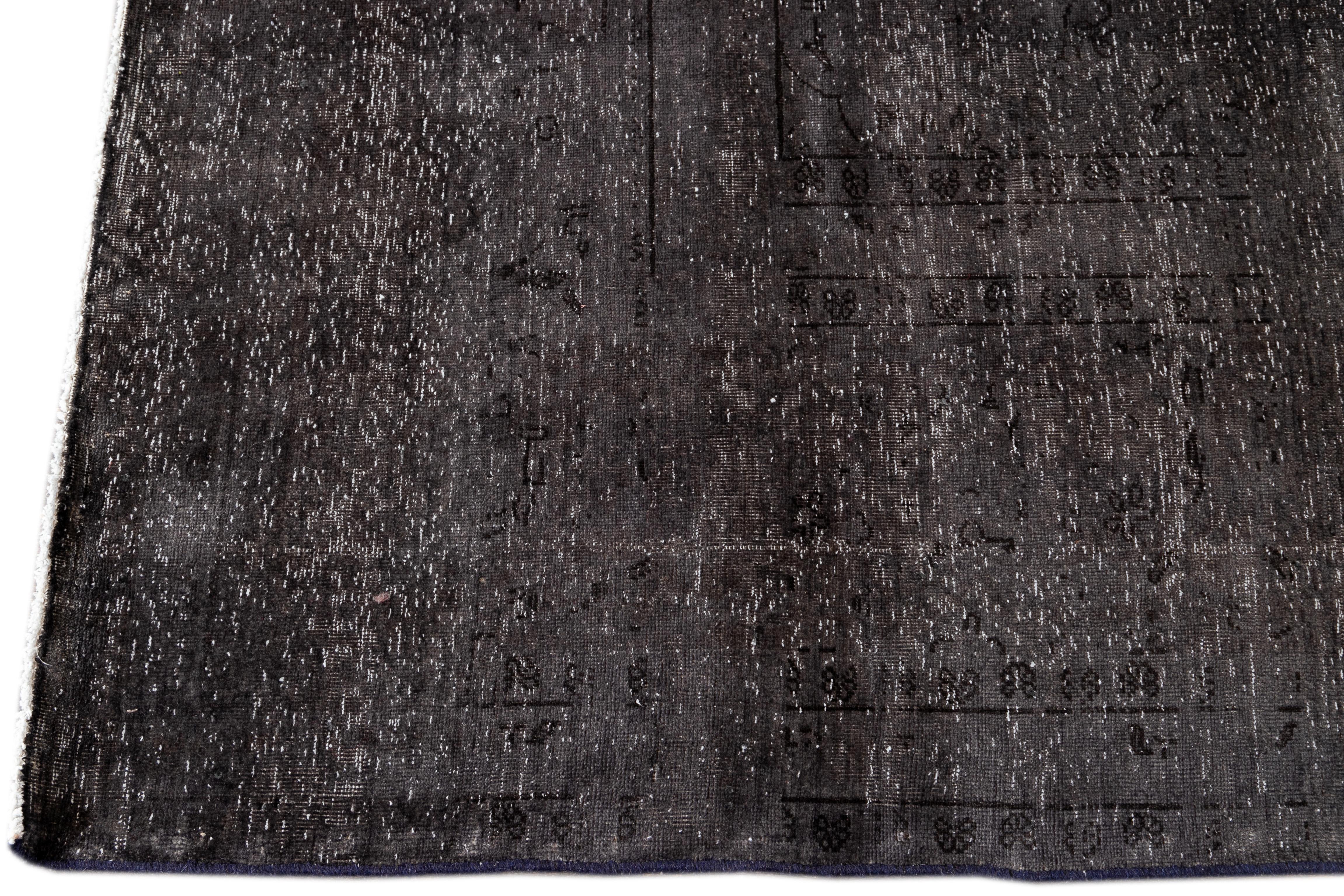 20th Century Vintage Distressed Overdyed Rug For Sale