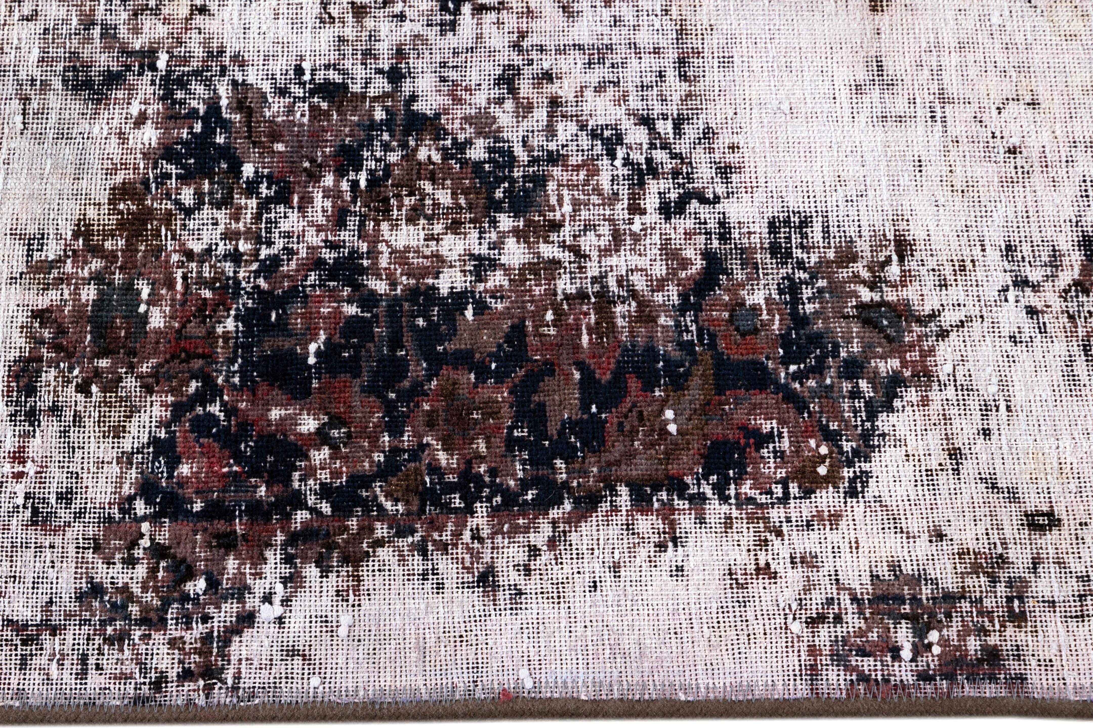 20th Century Vintage Distressed Overdyed Rug For Sale