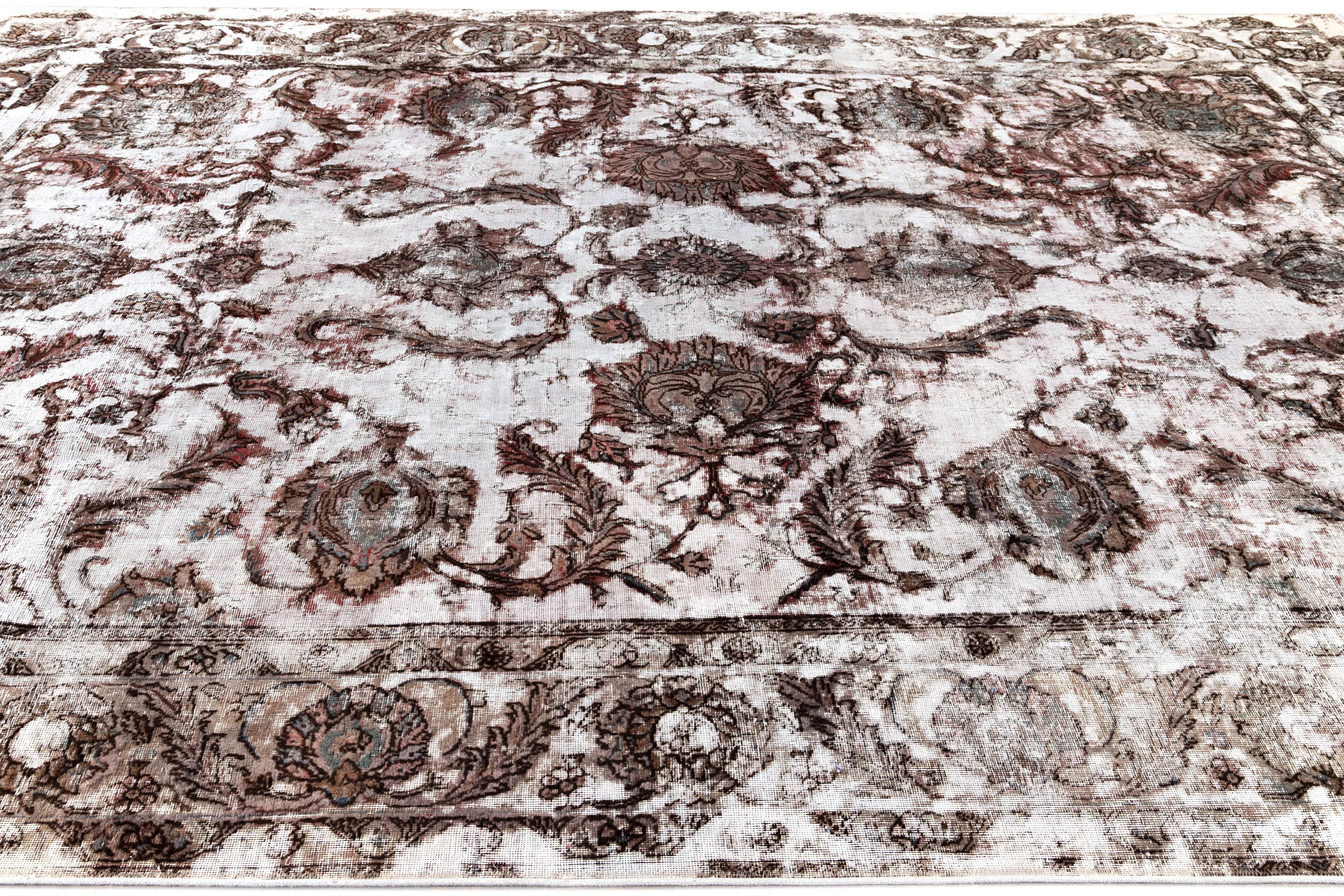 Vintage Distressed Overdyed Rug For Sale 1