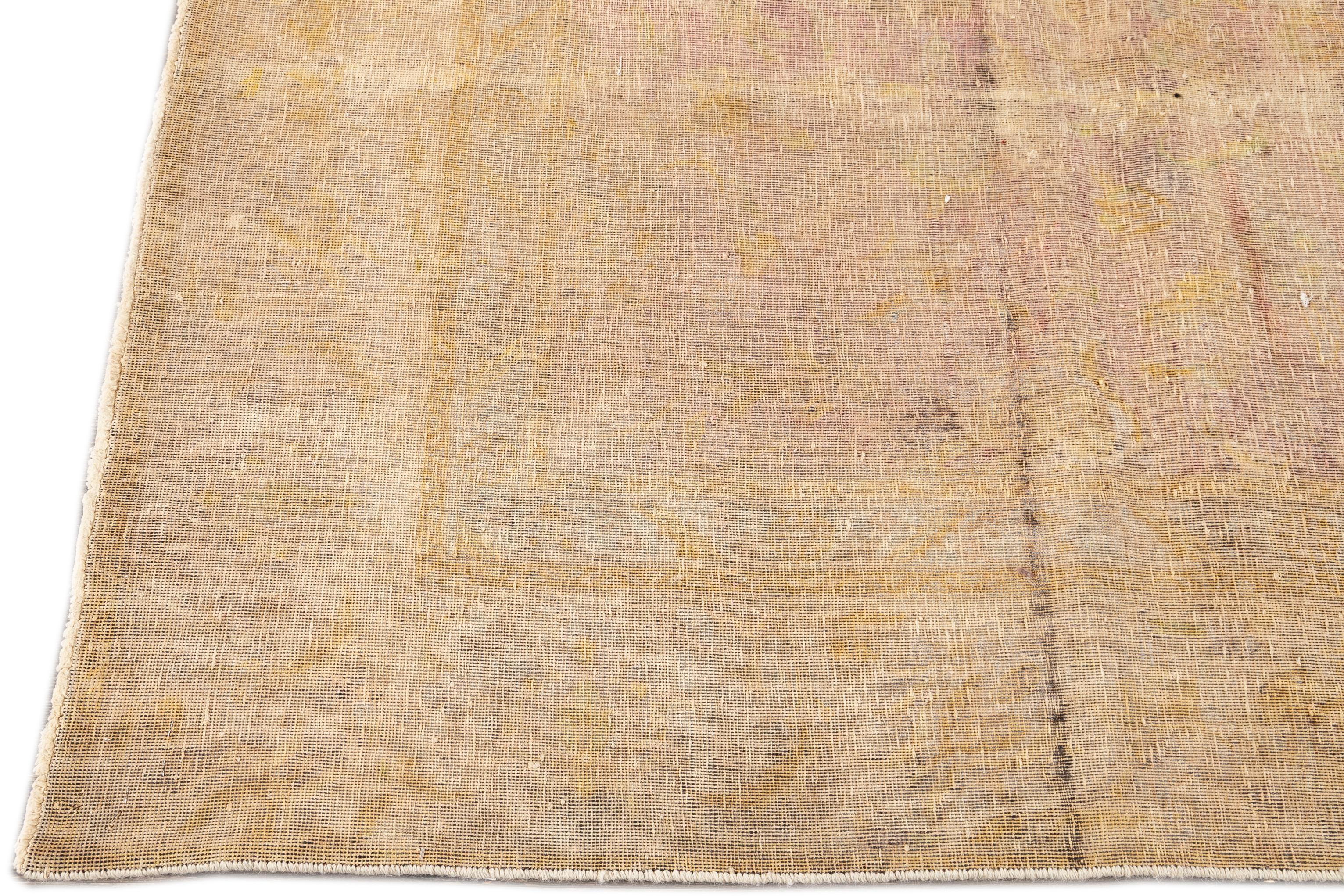 Vintage Distressed Overdyed Tabriz Rug In Distressed Condition For Sale In Norwalk, CT