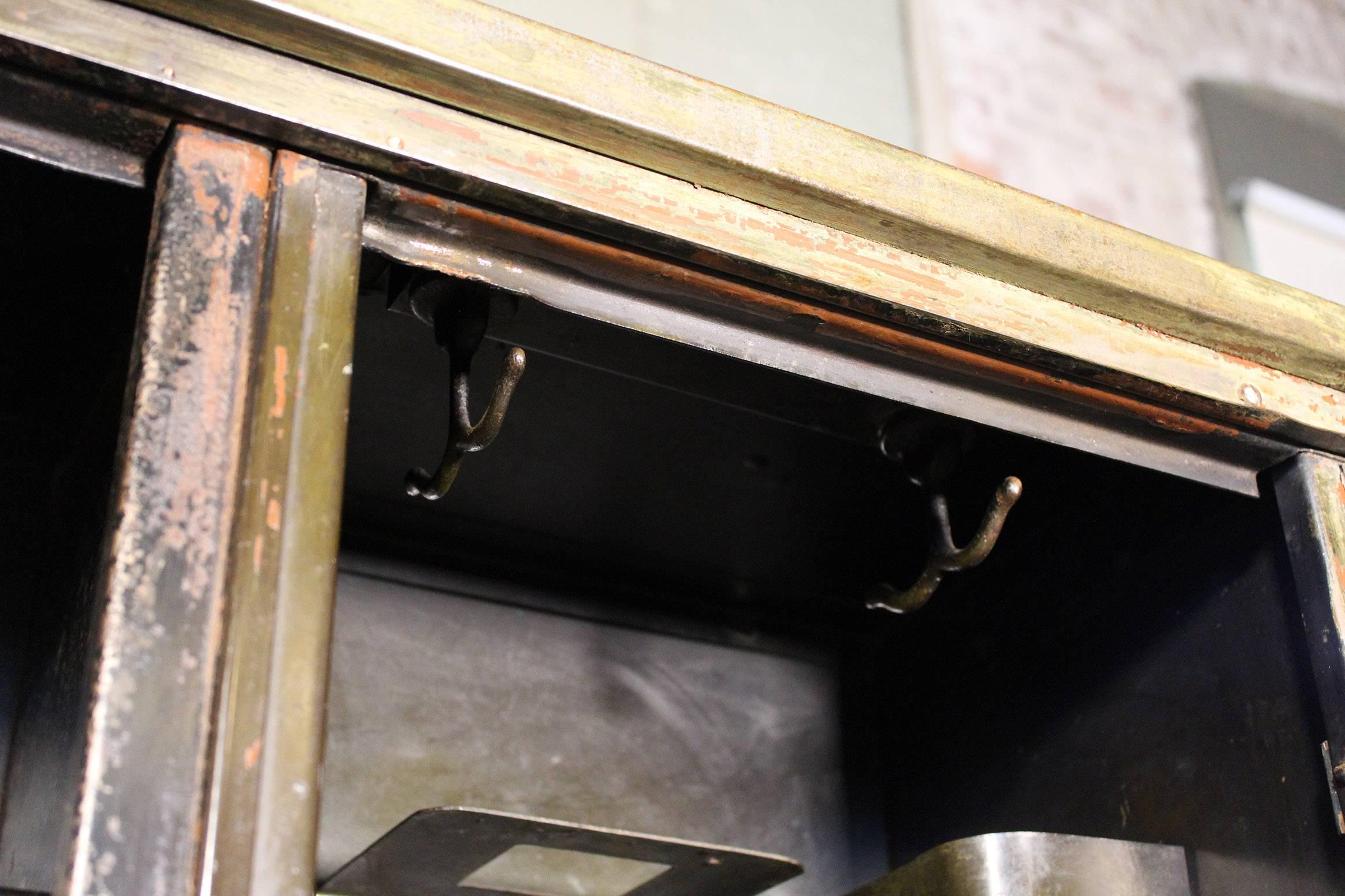 Vintage Distressed Painted Metal Storage Cabinet Locker 1