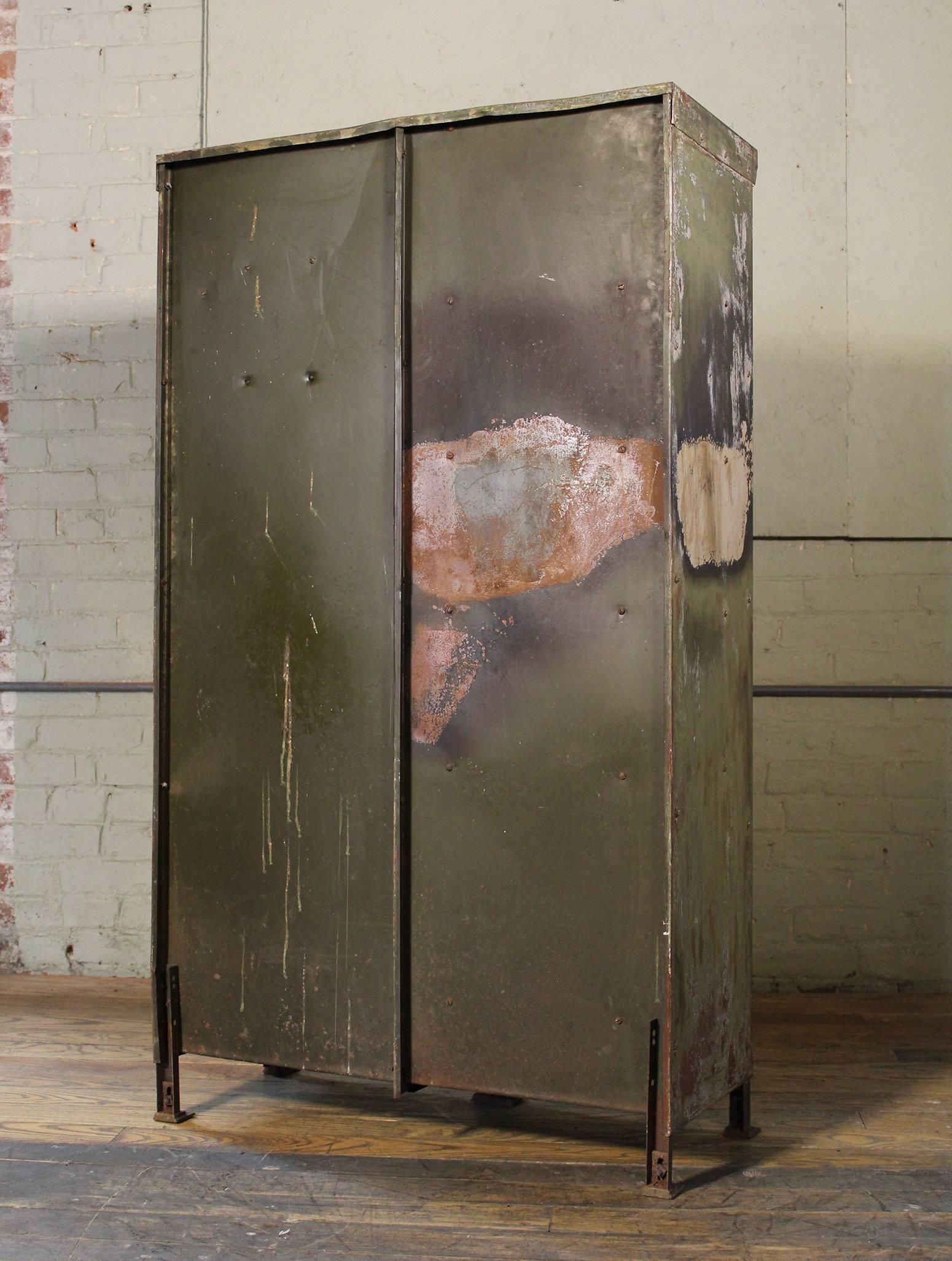 Vintage Distressed Painted Metal Storage Cabinet Locker 4