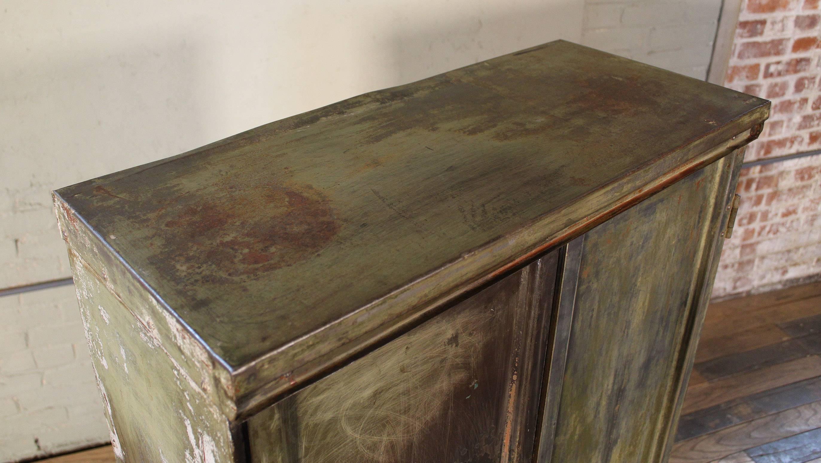 Industrial Vintage Distressed Painted Metal Storage Cabinet Locker