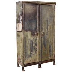 Retro Distressed Painted Metal Storage Cabinet Locker