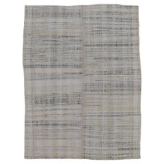 Antique Distressed Panels Hand-Woven Wool Kilim 5'7''x7'5''