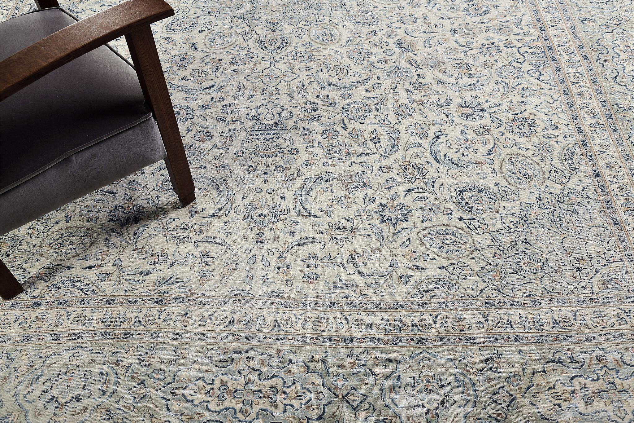 Lana Vintage Kashan persiano invecchiato in vendita