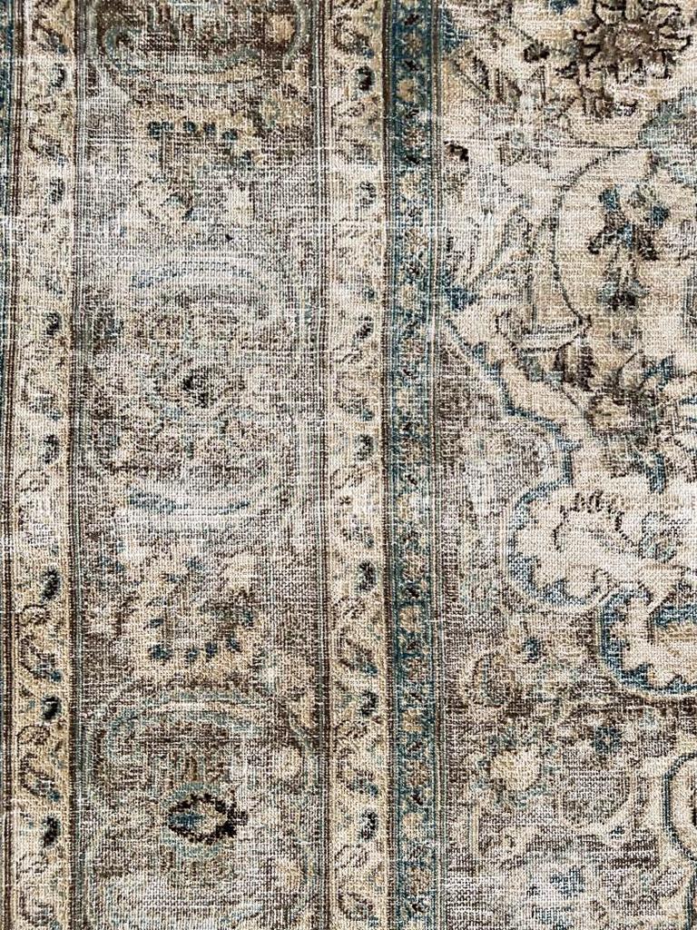 Hand-Knotted Vintage Distressed Persian Tabriz For Sale