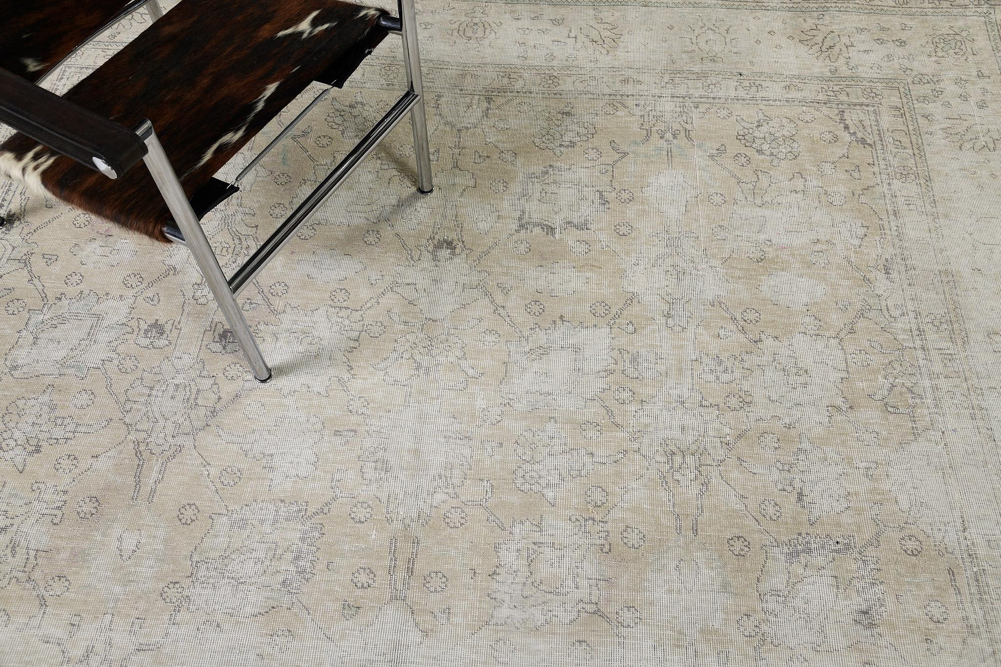 Vintage Distressed Persisch Tabriz (Wolle) im Angebot