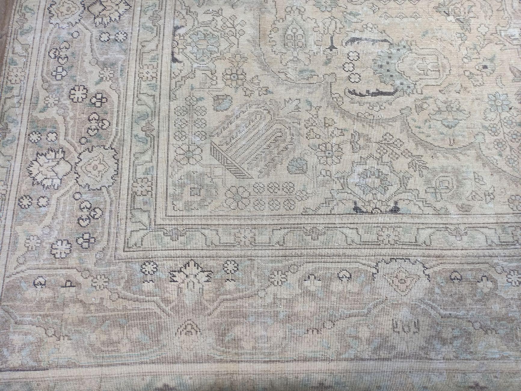 Wool Vintage Distressed Persian Tabriz For Sale