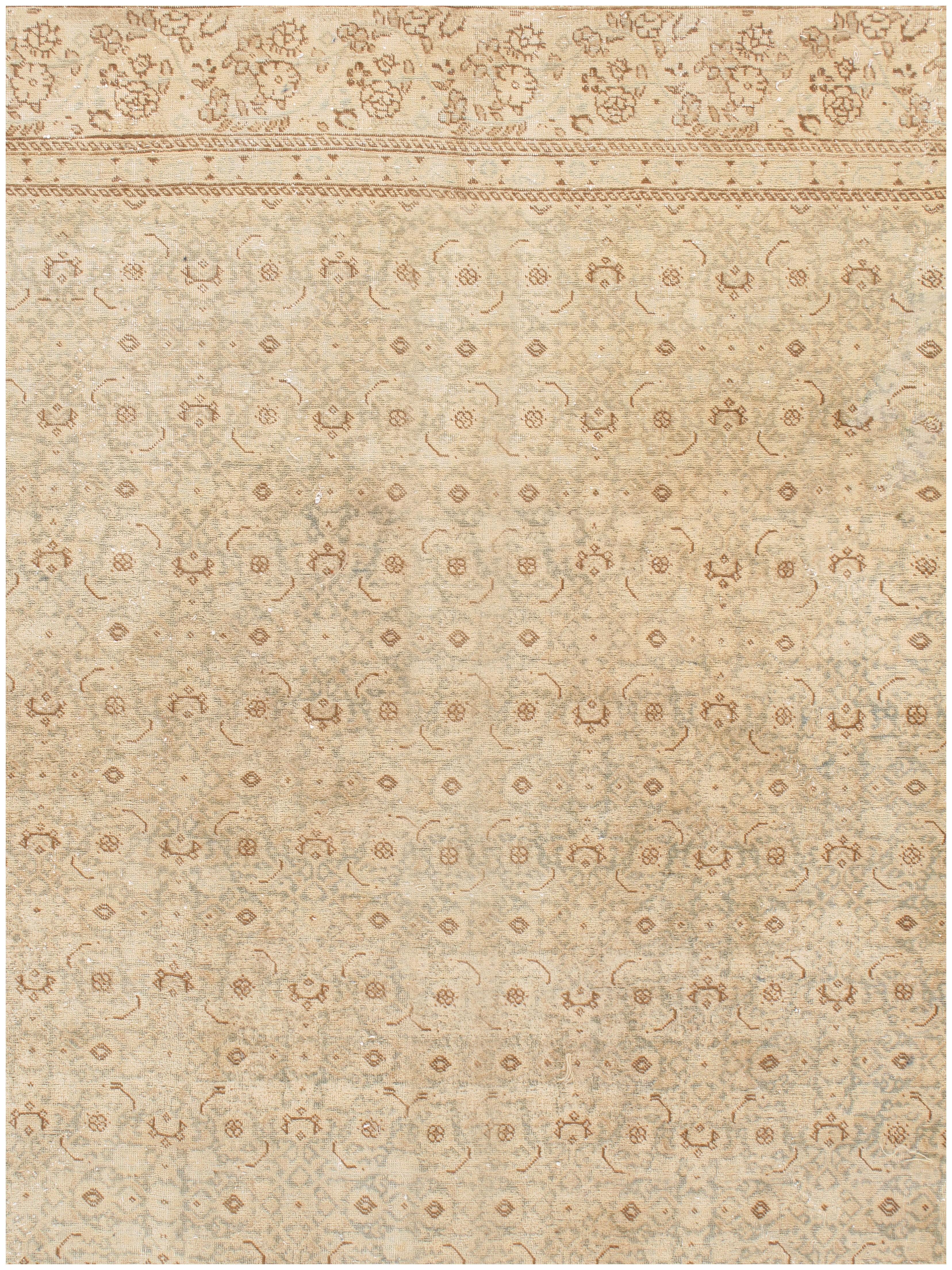 Hand-Woven Vintage Distressed Persian Tabriz Rug Carpet, circa 1920  8'5 x 14'10