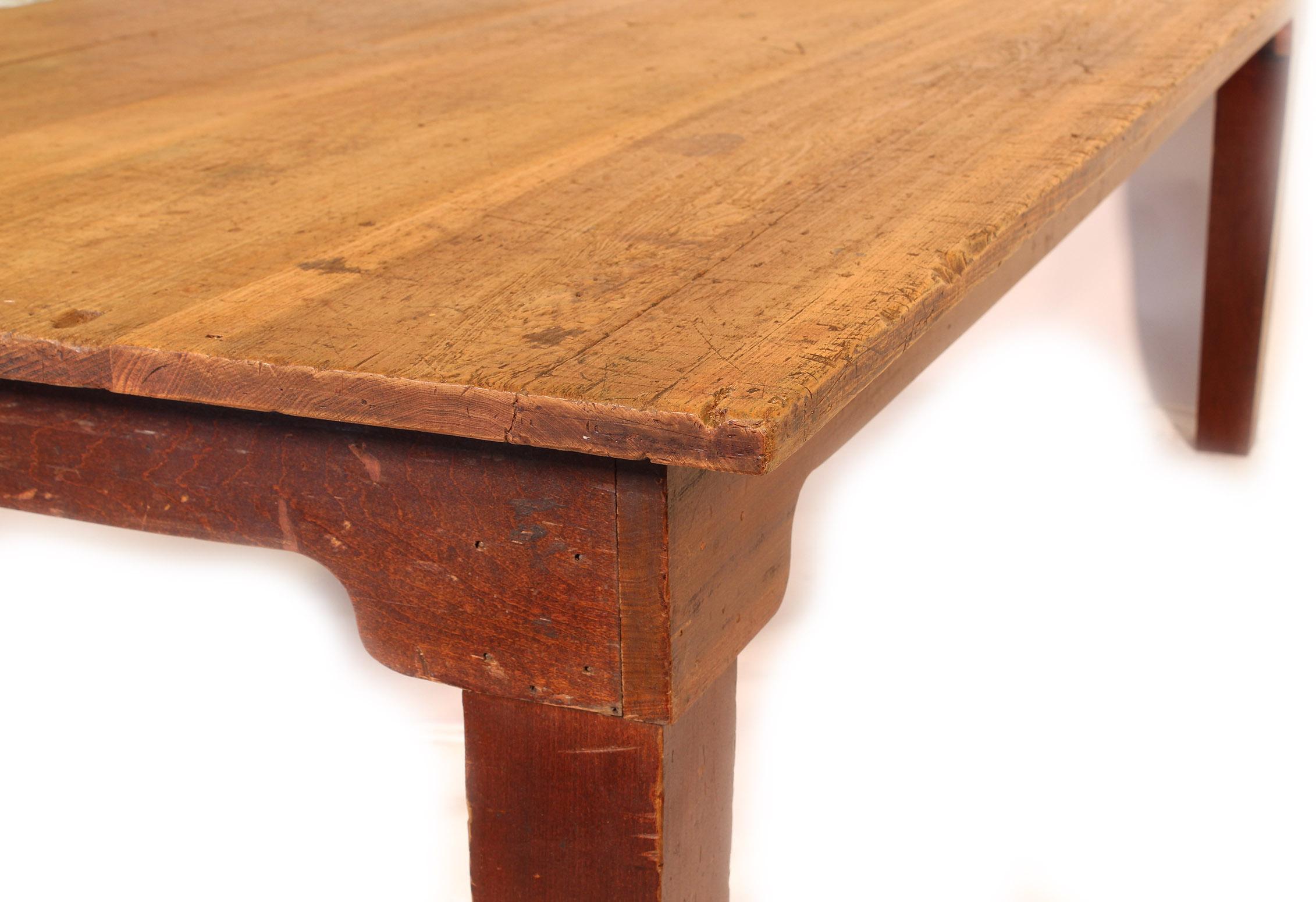 Vintage Distressed Pine Farm / Harvest Table for Dining 7